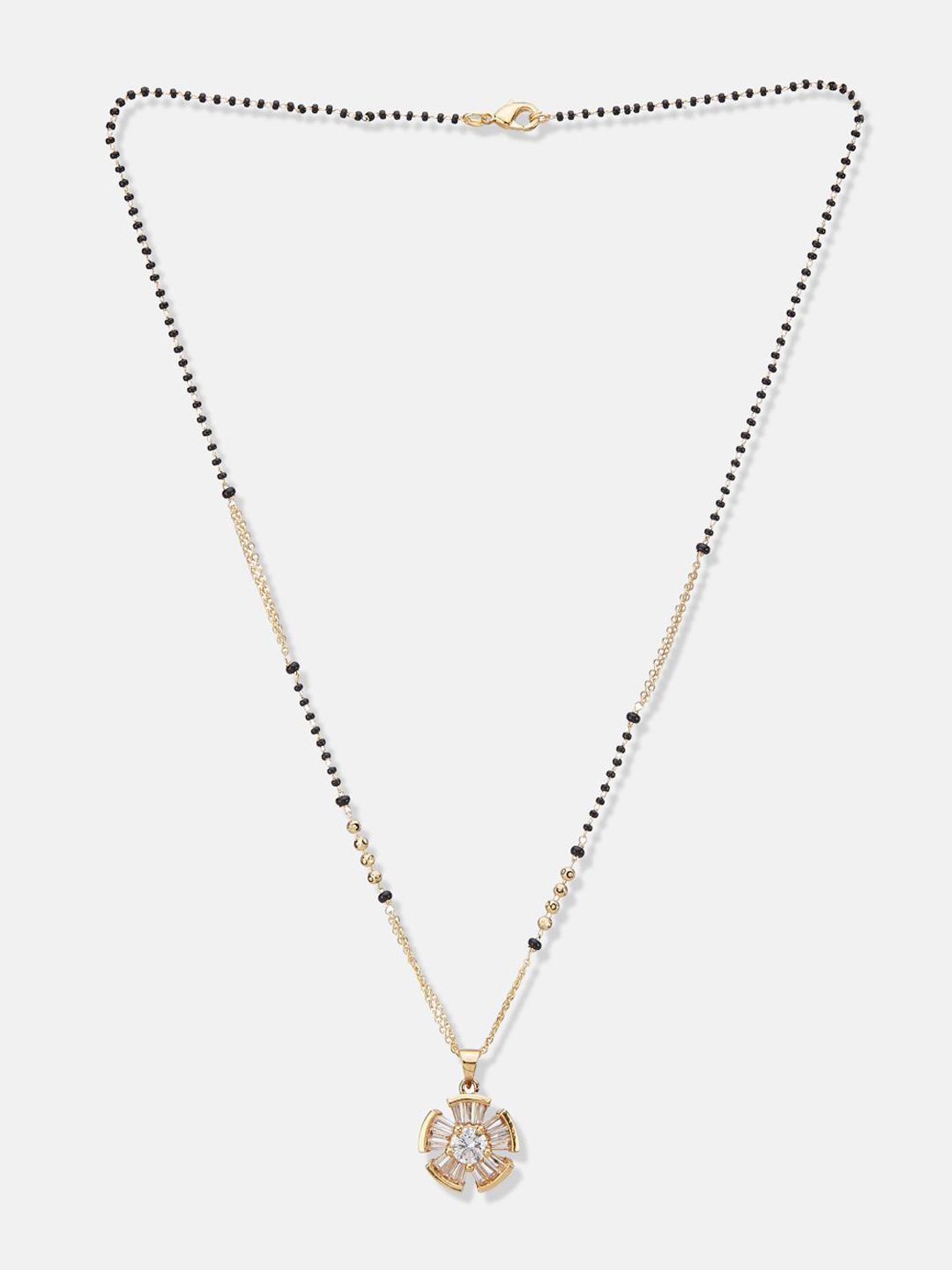 ATIBELLE Set Of 2 Rose Gold-Plated Cubic Zirconia Studded Mangalsutras