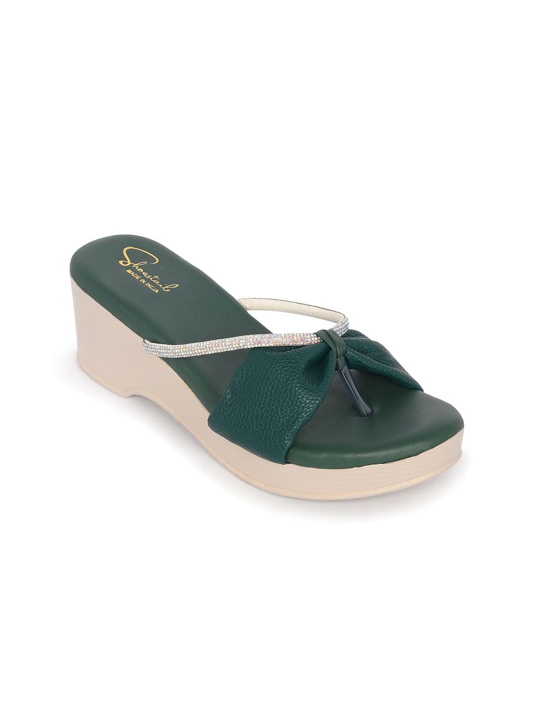 Shoestail Colourblocked Block Peep Toes with Buckles-image-18