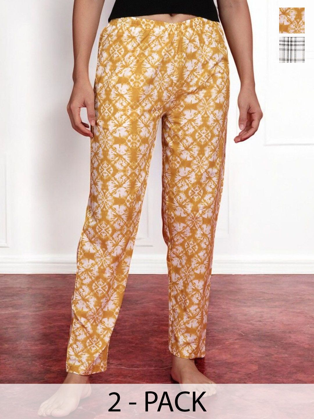 Kryptic Women Pack Of 2 Checked Cotton Lounge Pants-picture-25