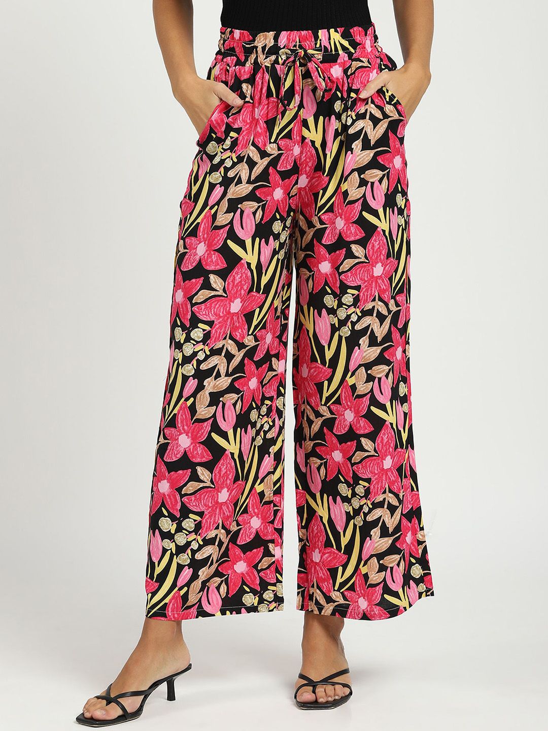 Global Republic Women Floral Printed Loose Fit Trousers-picture-15