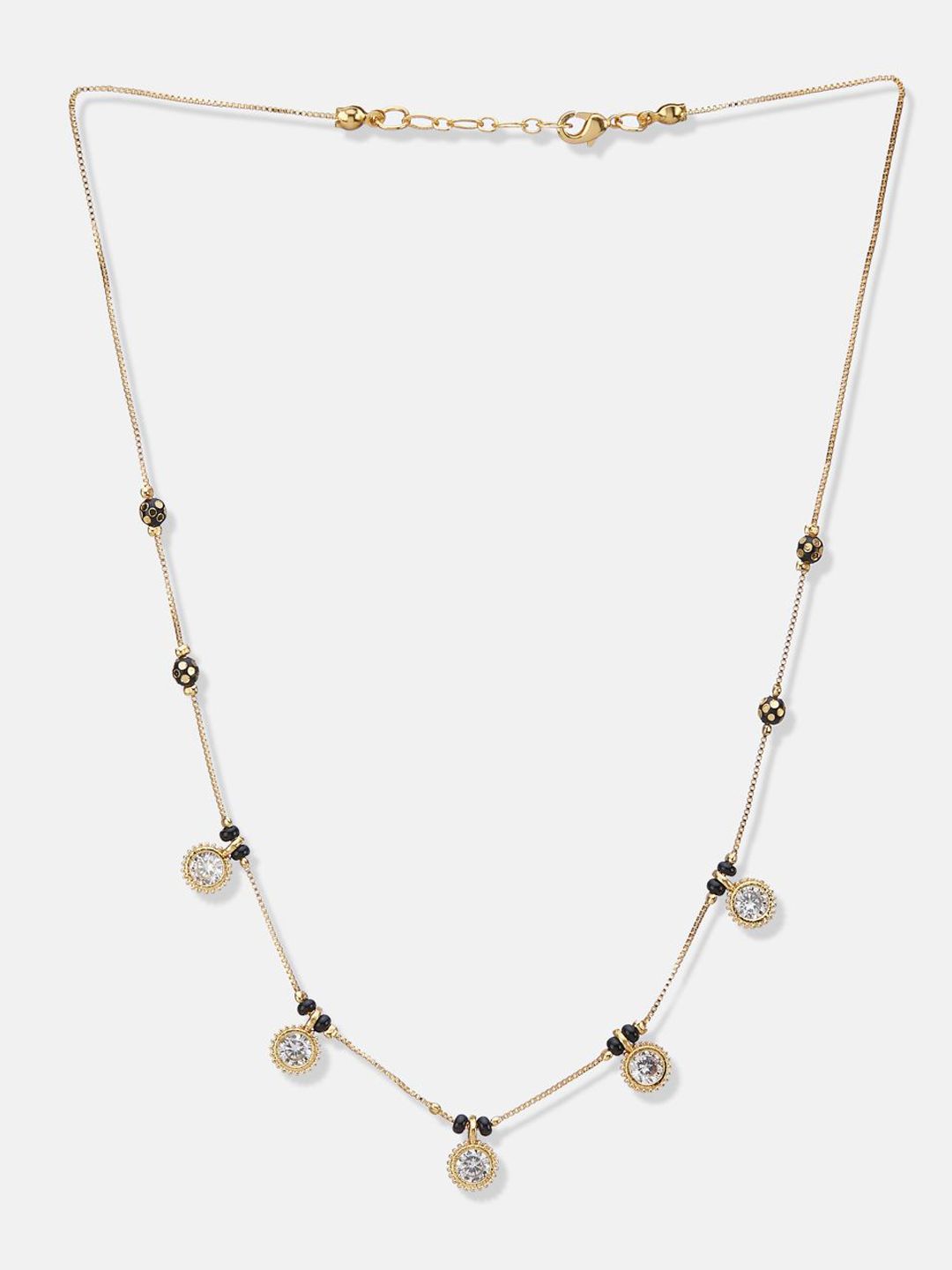 ATIBELLE Set of 2 Rose Gold & Gold-Plated Cubic Zirconia Studded & Beaded Mangalsutras