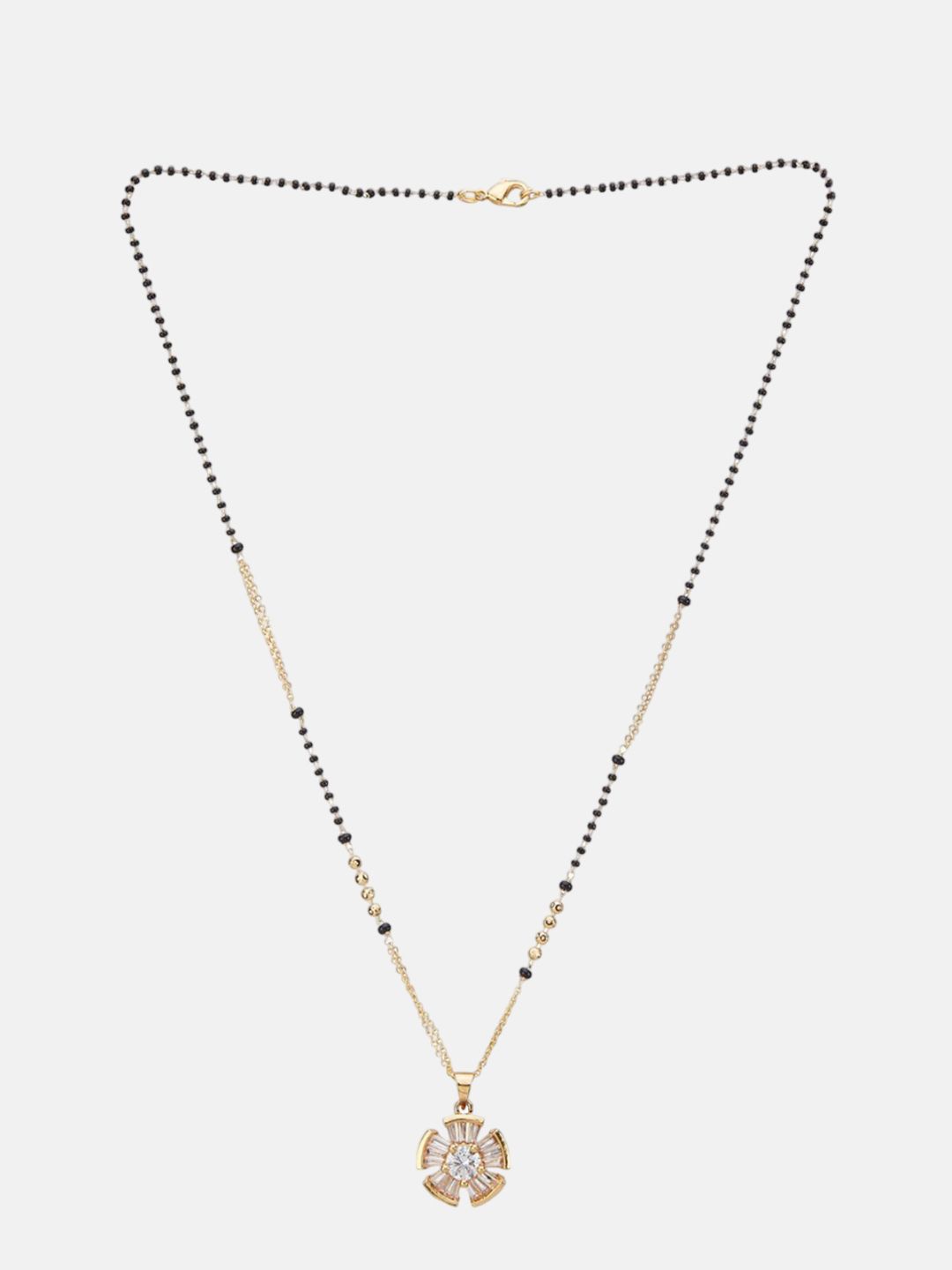 ATIBELLE Set Of 2 Rose Gold-Plated Cubic Zirconia Studded Mangalsutras