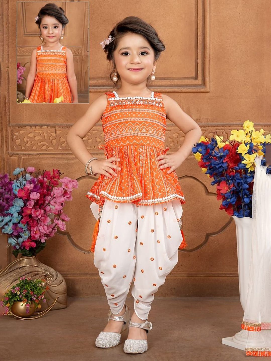 PINK LEAF Girls Printed Top with Dhoti Pants-picture-34