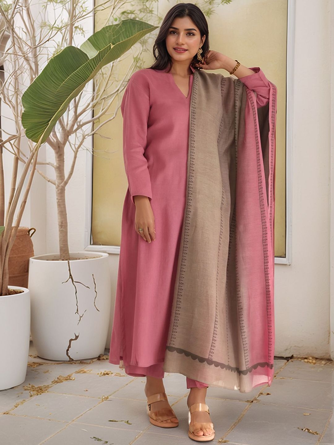 GoSriKi Women Solid Kurta with Palazzo & Dupatta-picture-10