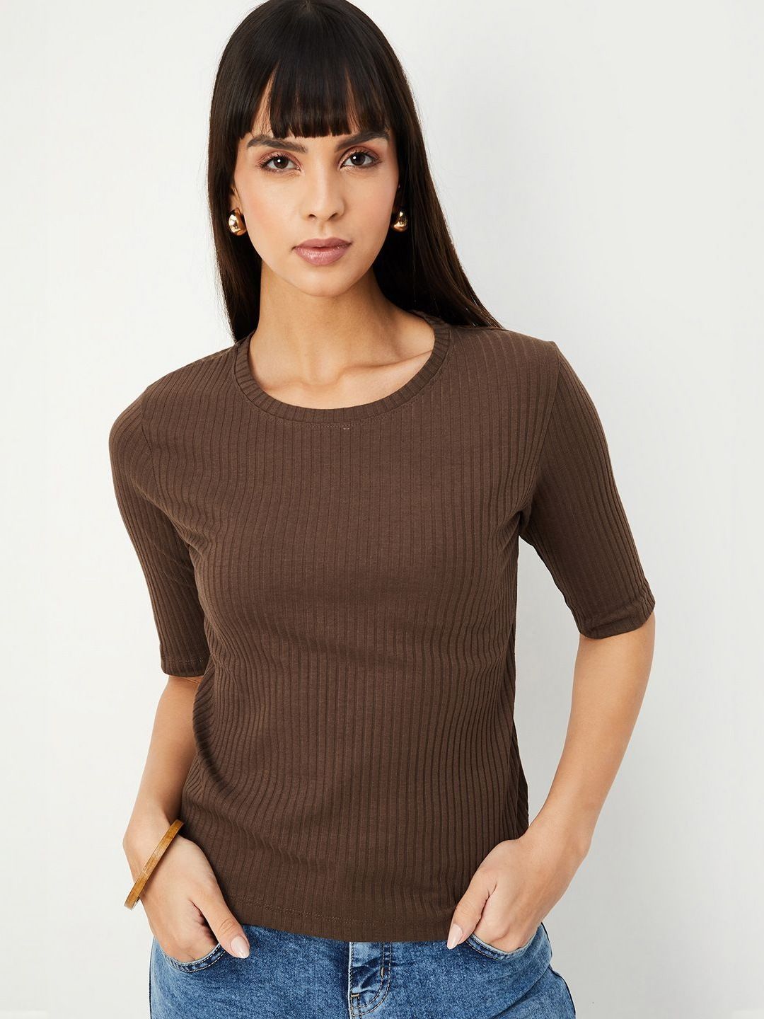 max Women Self Design Round Neck T-shirt-picture-24