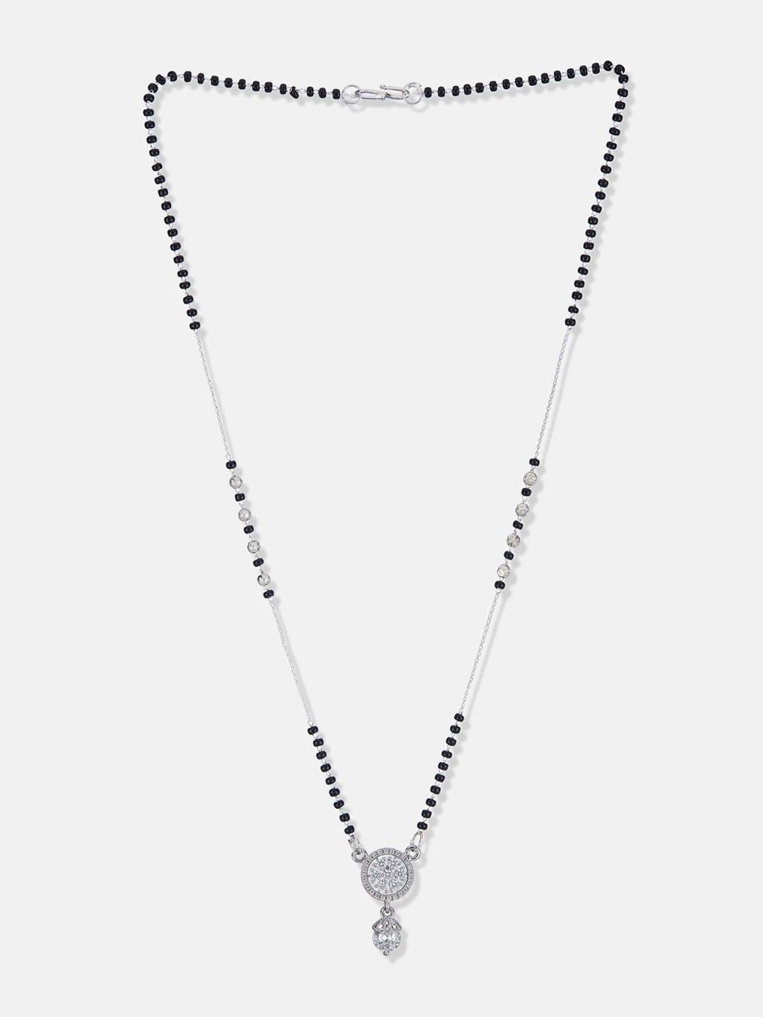 ATIBELLE Set Of 2 Silver-Plated Cubic Zirconia Studded Mangalsutras