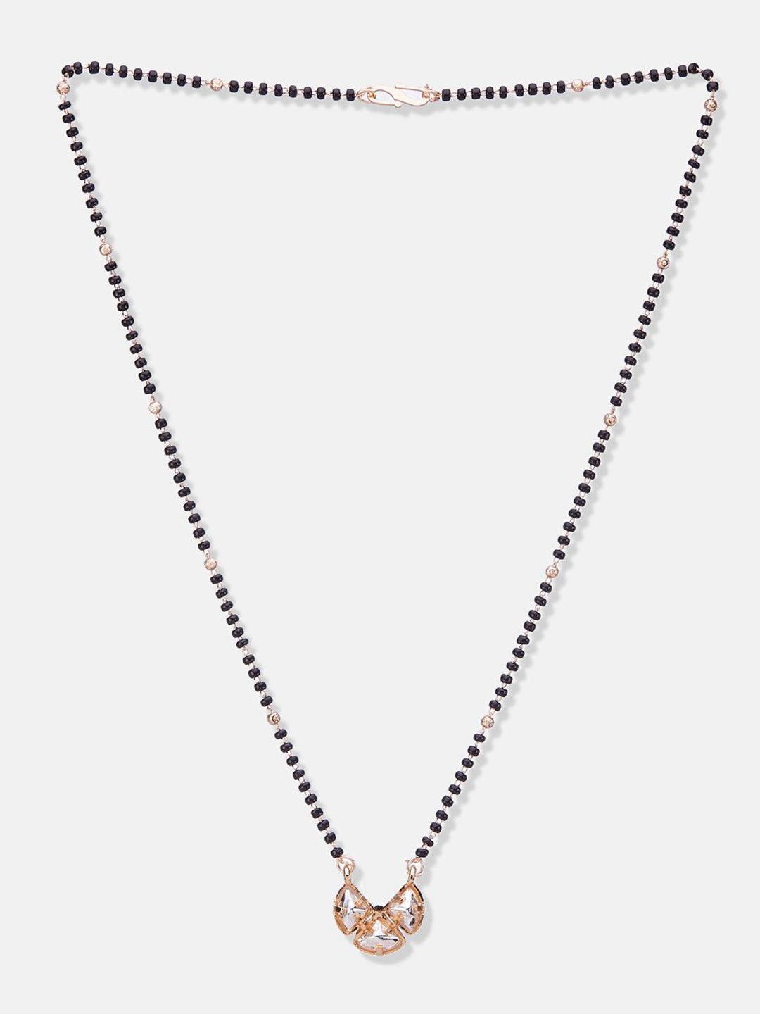 ATIBELLE Set Of 2 Rose Gold-Plated Cubic Zirconia Studded Mangalsutras
