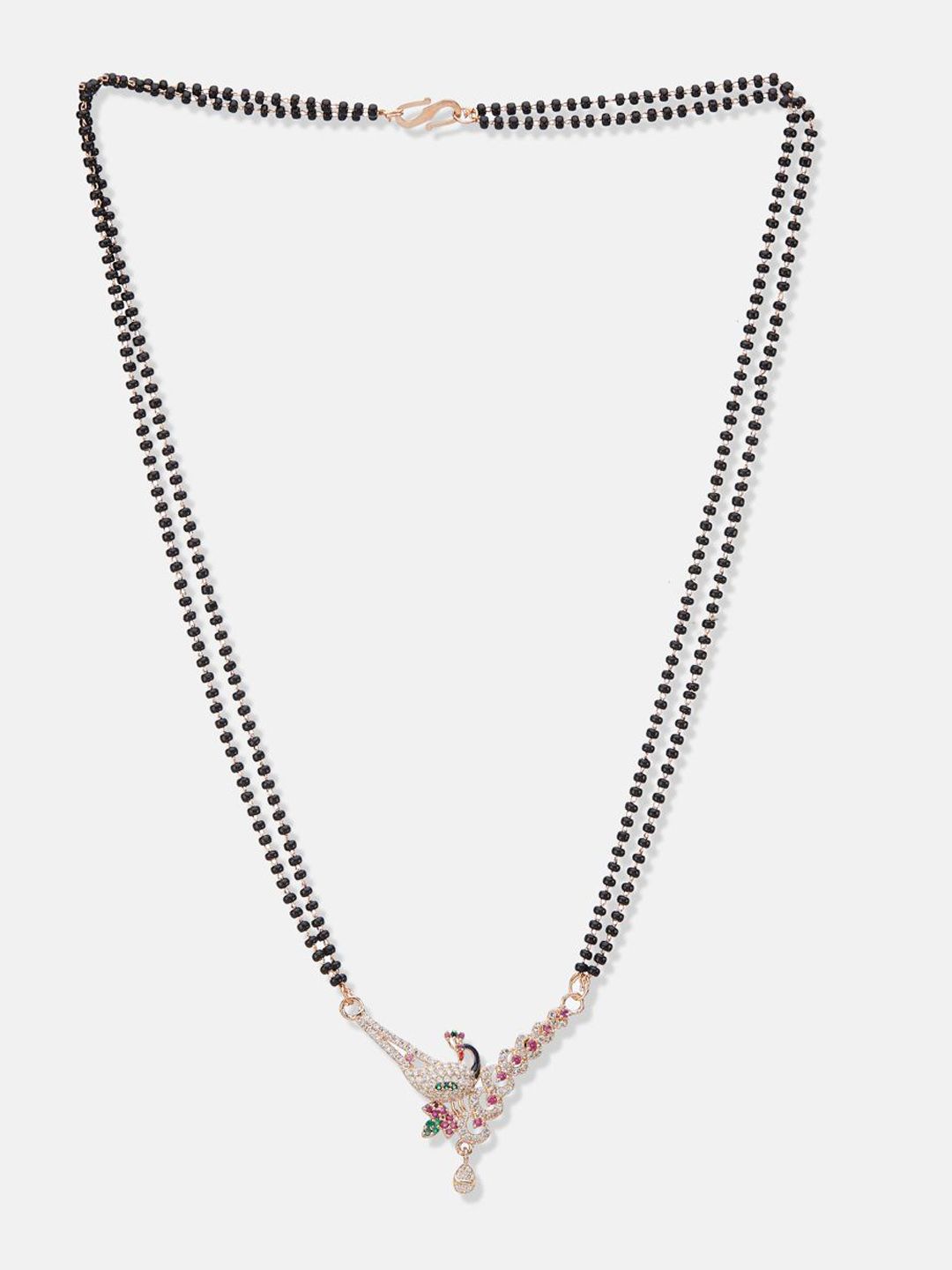 ATIBELLE Set Of 2 Rose Gold-Plated Cubic Zirconia Studded Mangalsutras