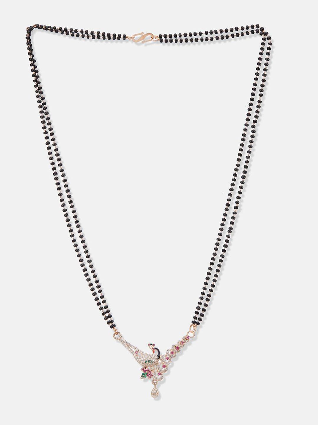 ATIBELLE Set of 2 Rose Gold & Silver-Plated Cubic Zirconia Studded & Beaded Mangalsutras