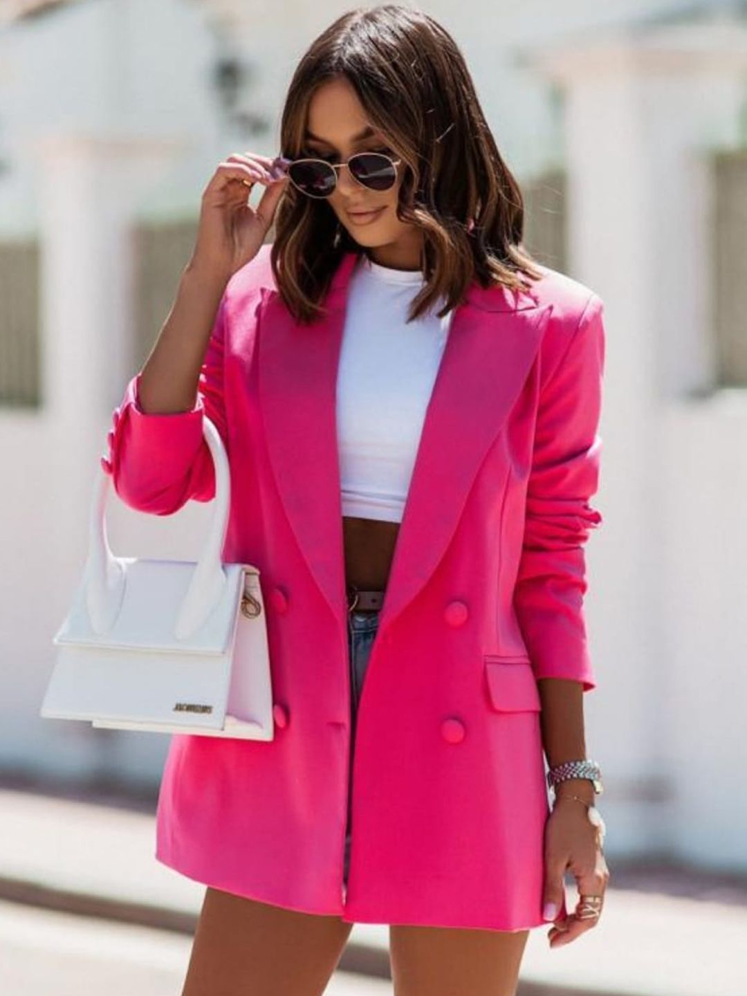 StyleCast Pink Double-Breasted Blazer