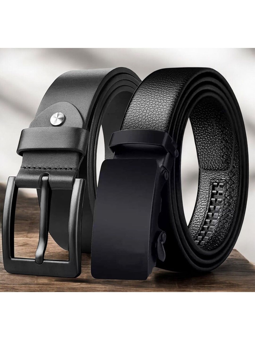 The Roadster Lifestyle Co. Men Set Of 2 Textured LeatherBelts-picture-31