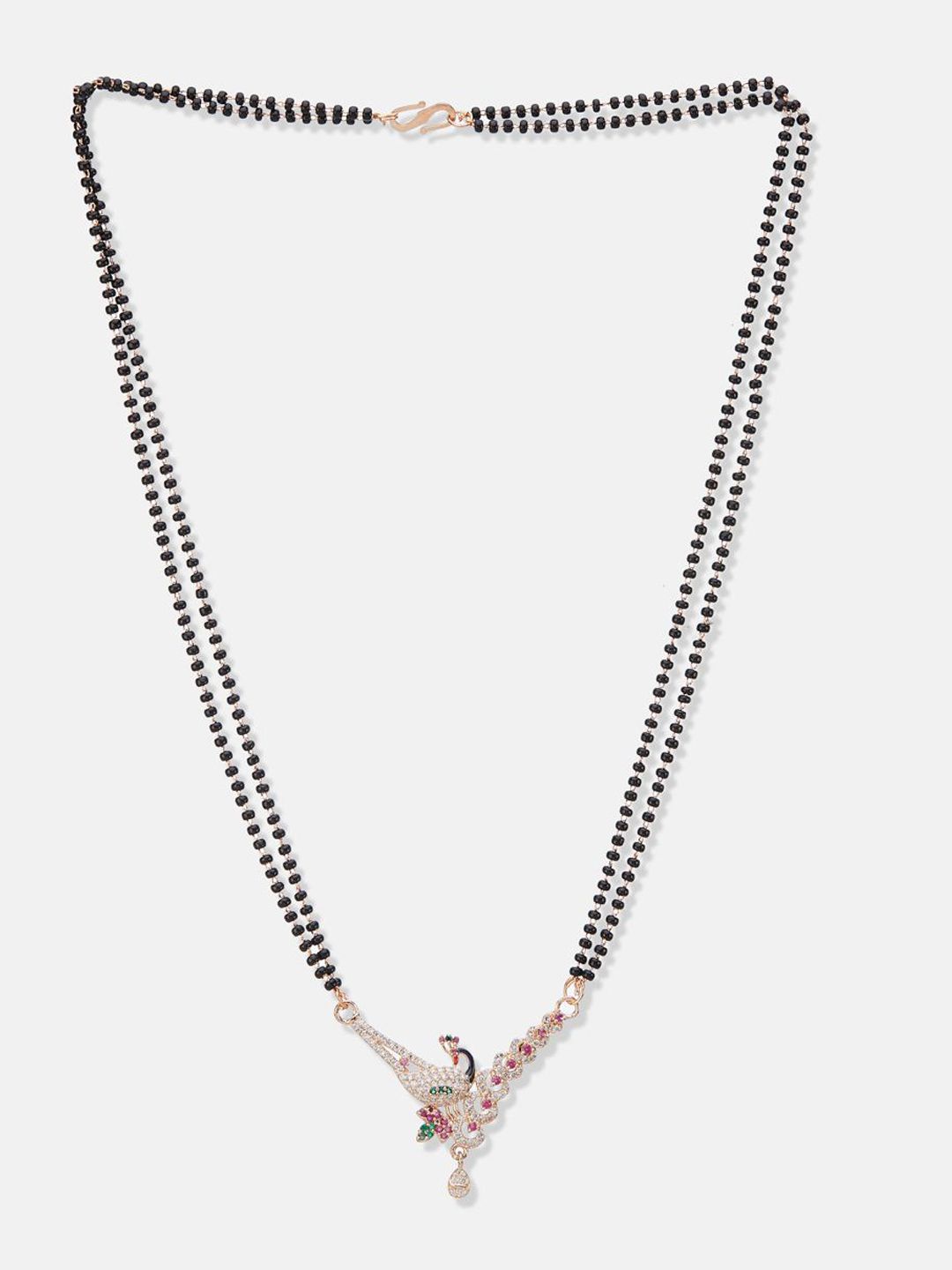ATIBELLE Set Of 2 Rose Gold-Plated Cubic Zirconia Studded Mangalsutras