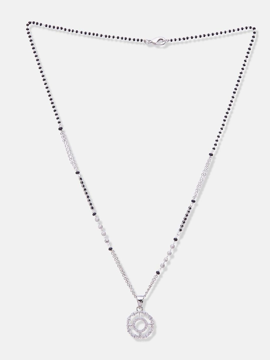 ATIBELLE Set of 2 Gold & Silver-Plated Cubic Zirconia Stone Studded & Beaded Mangalsutras