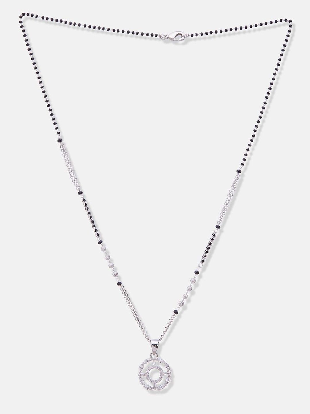 ATIBELLE Set Of 2 Rose Gold-Plated Cubic Zirconia Studded Mangalsutras