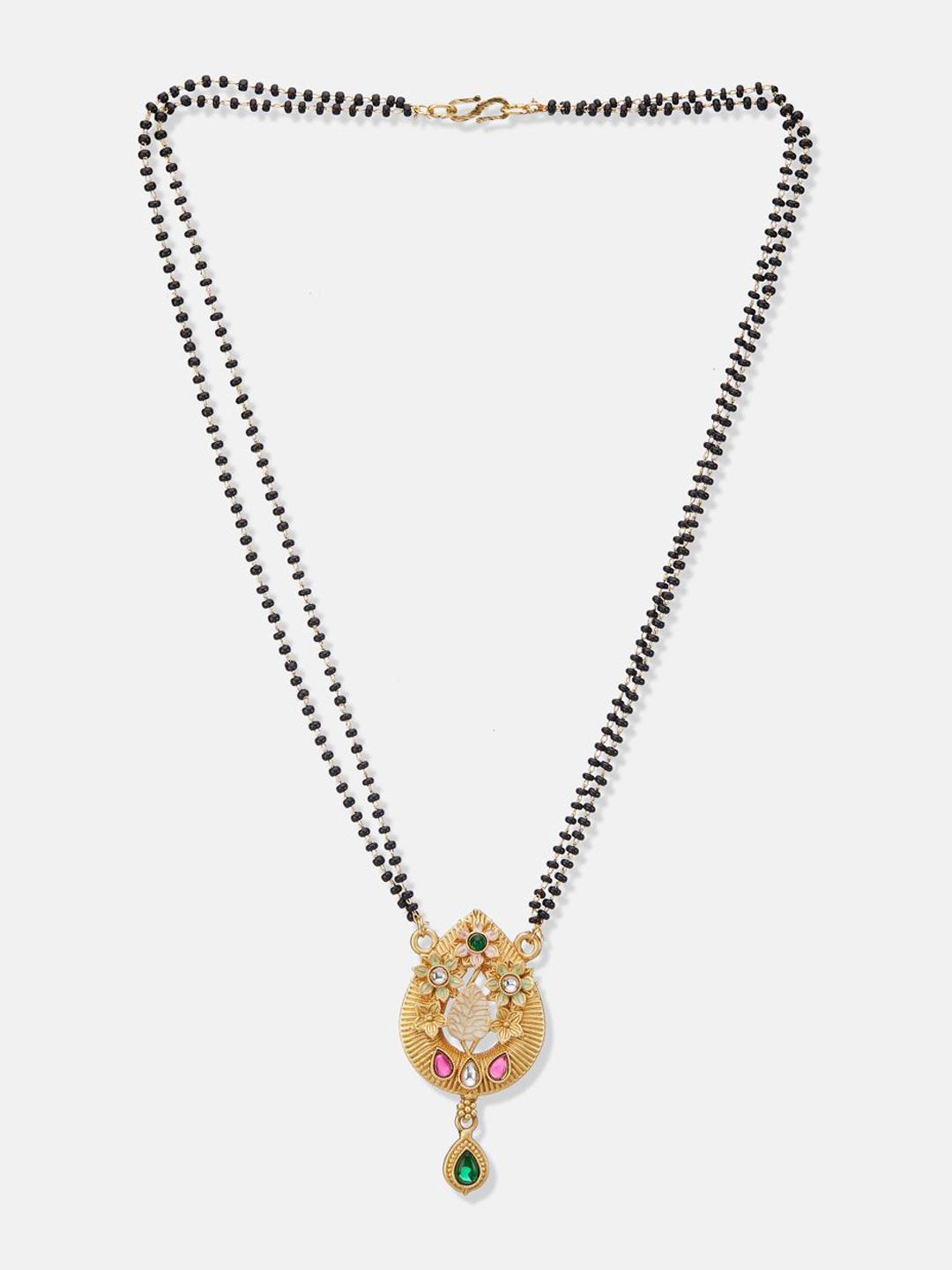 ATIBELLE Set Of 2 Rose Gold-Plated Cubic Zirconia Studded Mangalsutras