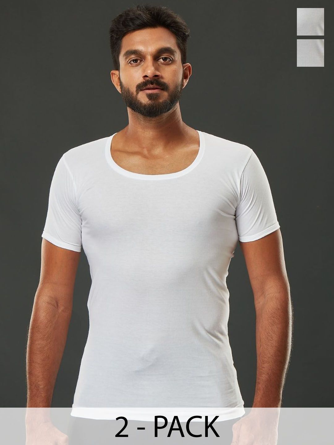 Viveagham Pack of 2 Men Pure Combed Cotton Solid Short Sleeve Vest-picture-51
