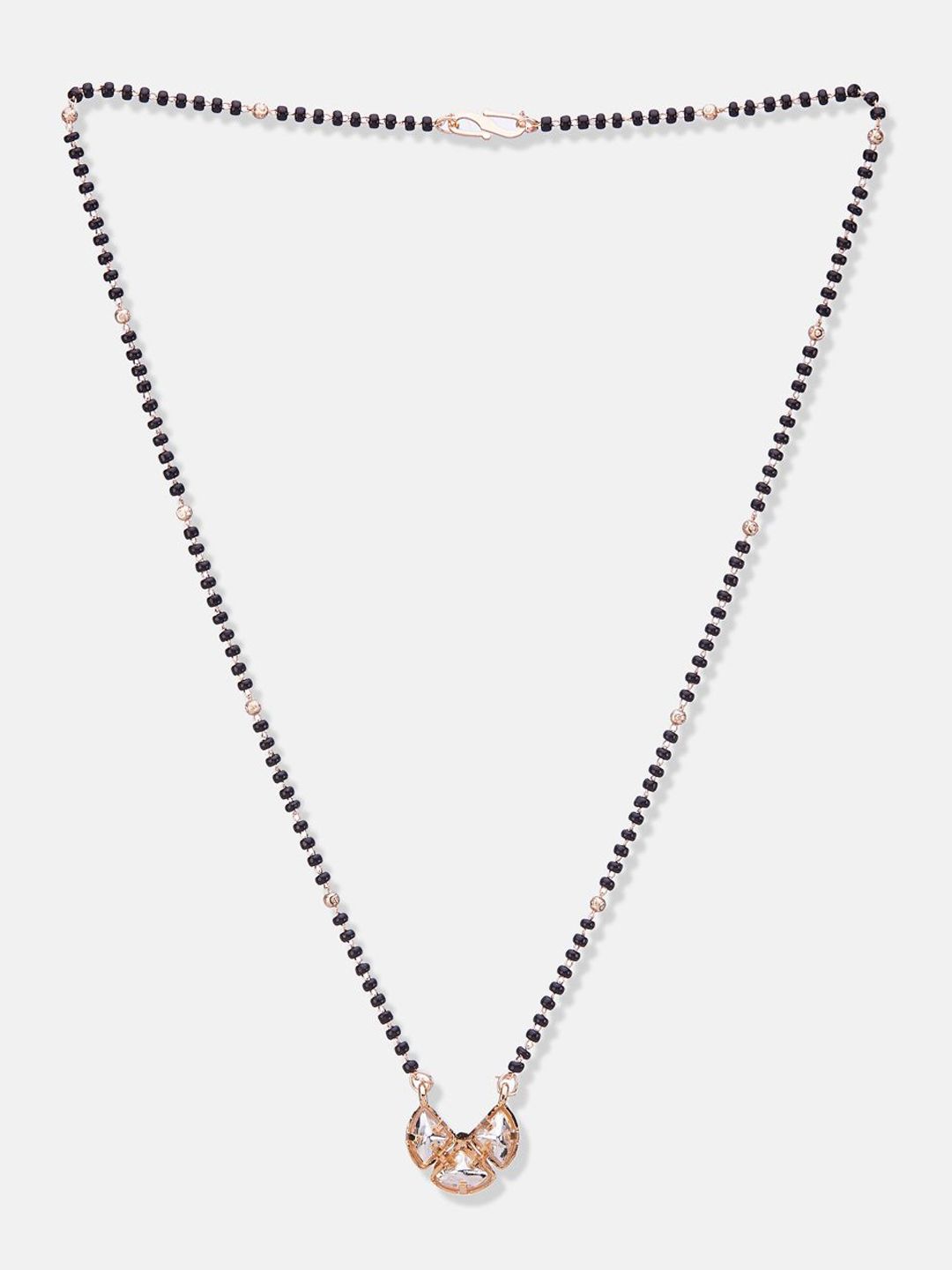 ATIBELLE Set Of 2 Rose Gold-Plated Cubic Zirconia Studded Mangalsutras
