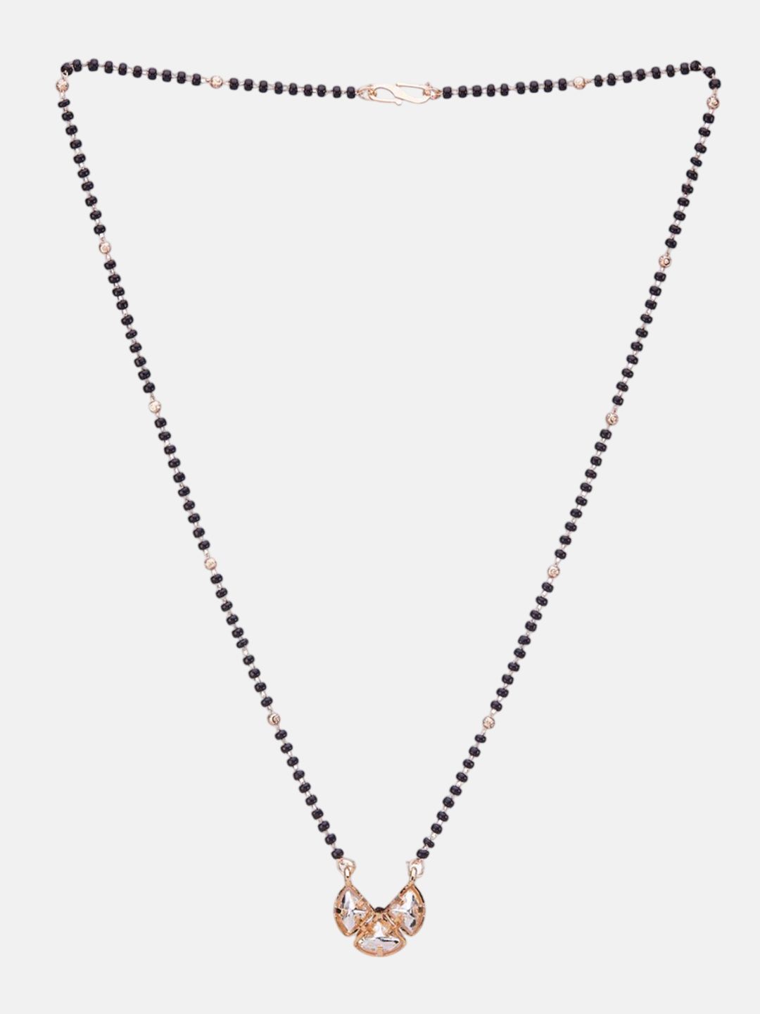 ATIBELLE Set of 2 Rose Gold & Silver-Plated Cubic Zirconia Studded & Beaded Mangalsutras