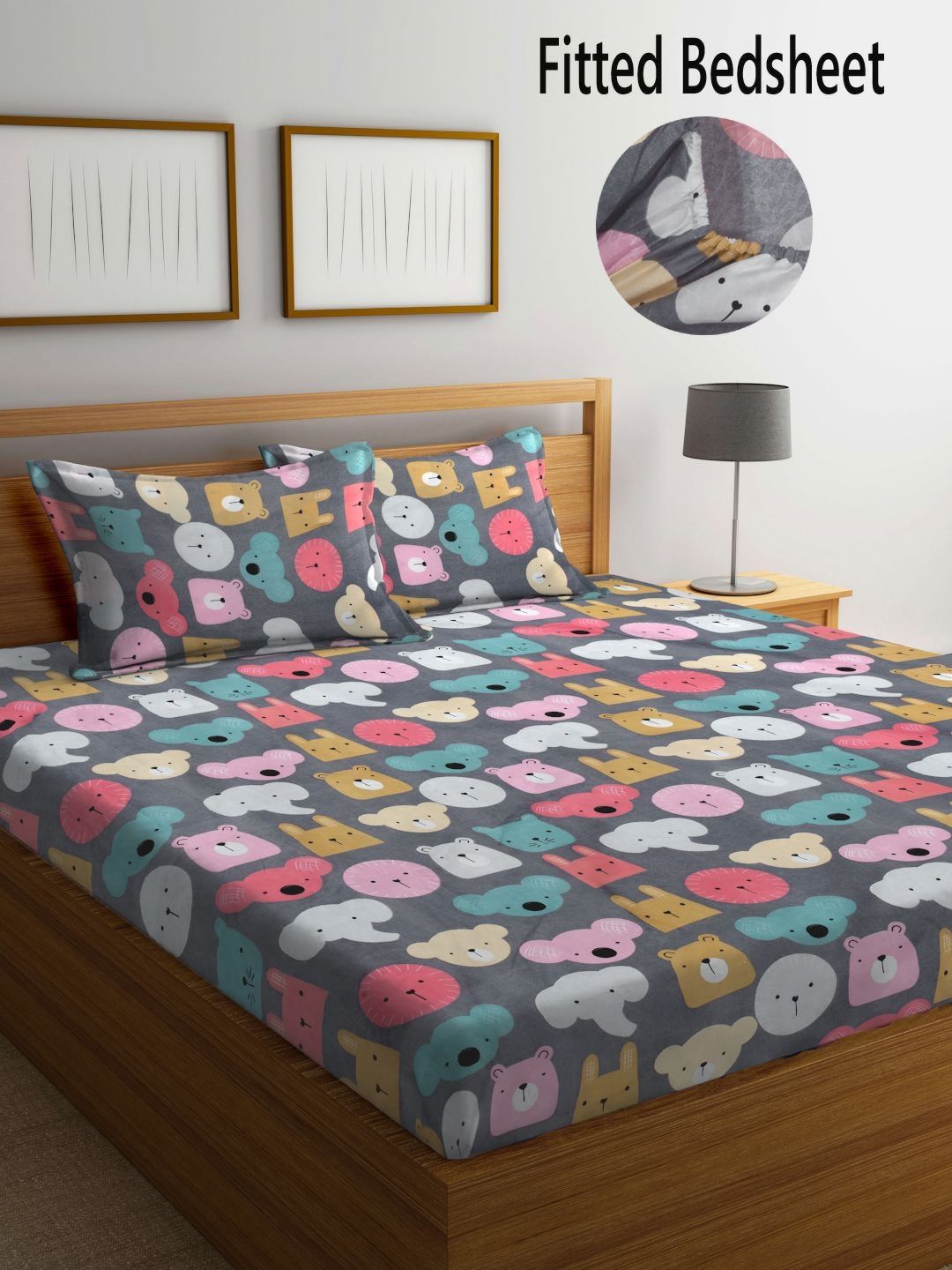 Myntra Elegant Homes Grey & Pink Printed 300 TC King Bedsheet Set 2.50 m x 2.25 m-picture-10