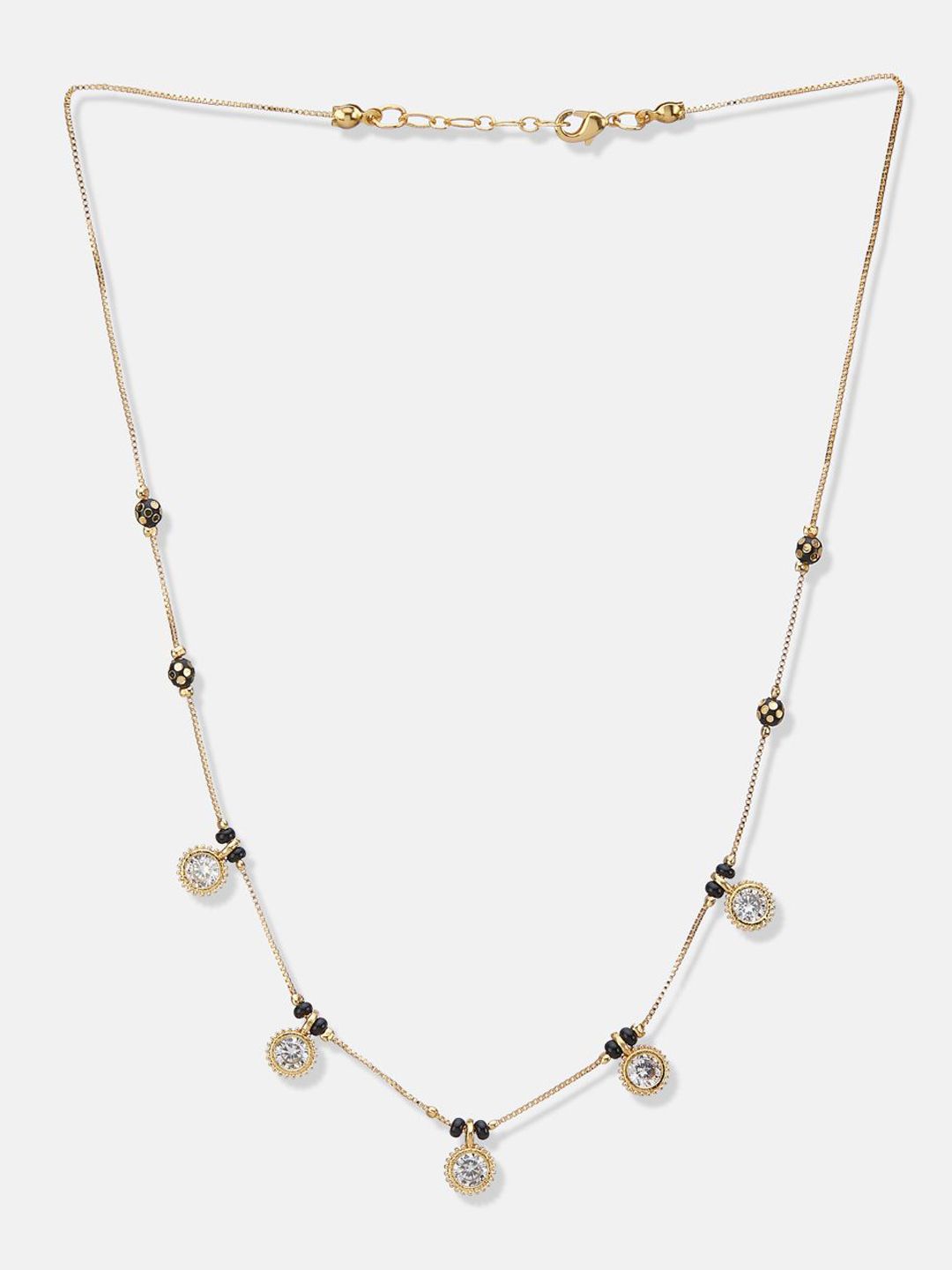 ATIBELLE Set of 2 Gold & Silver-Plated Cubic Zirconia Studded Mangalsutras