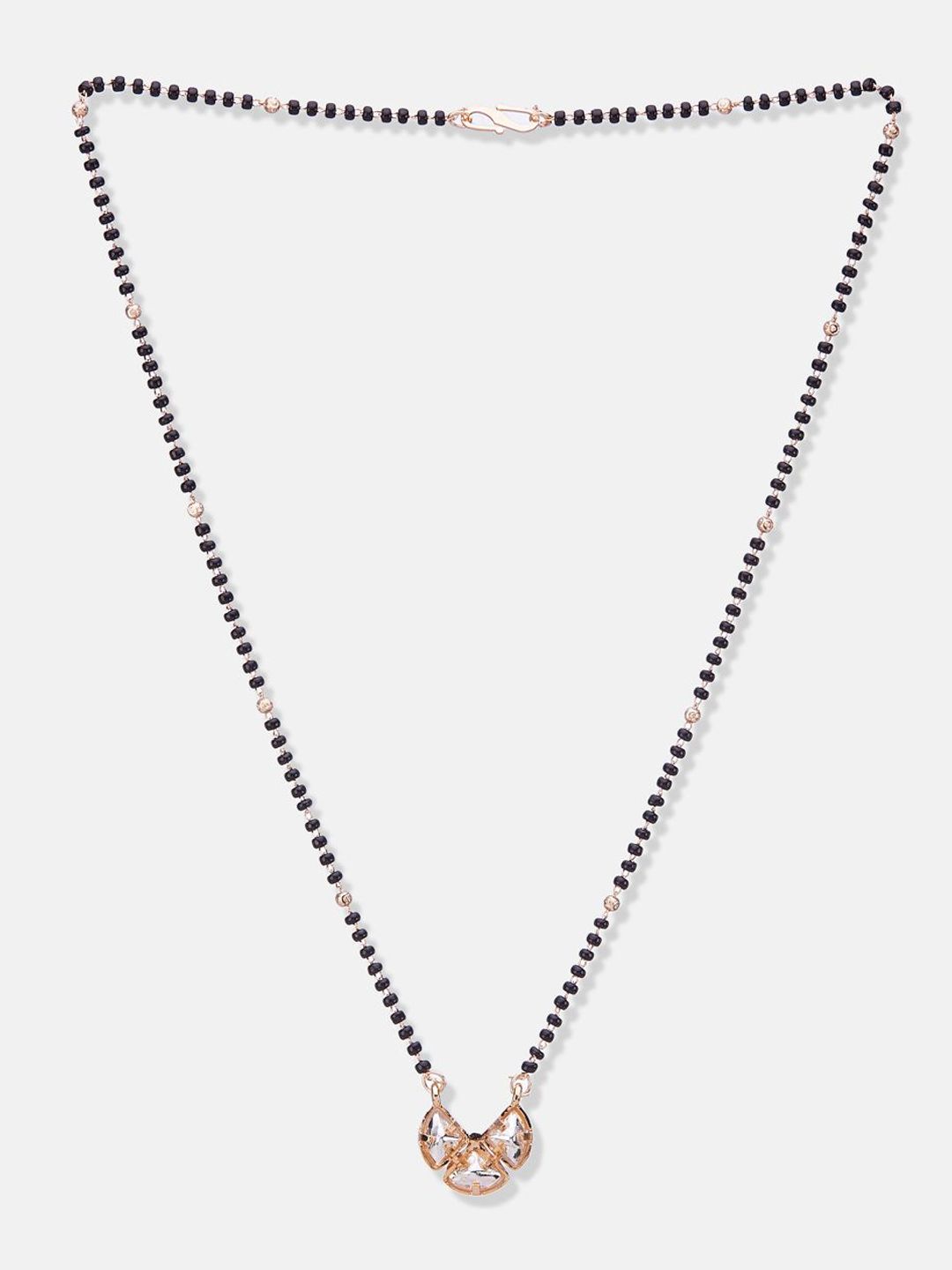 ATIBELLE Set Of 2 Rose Gold-Plated Artificial Stones and Beads Mangalsutra