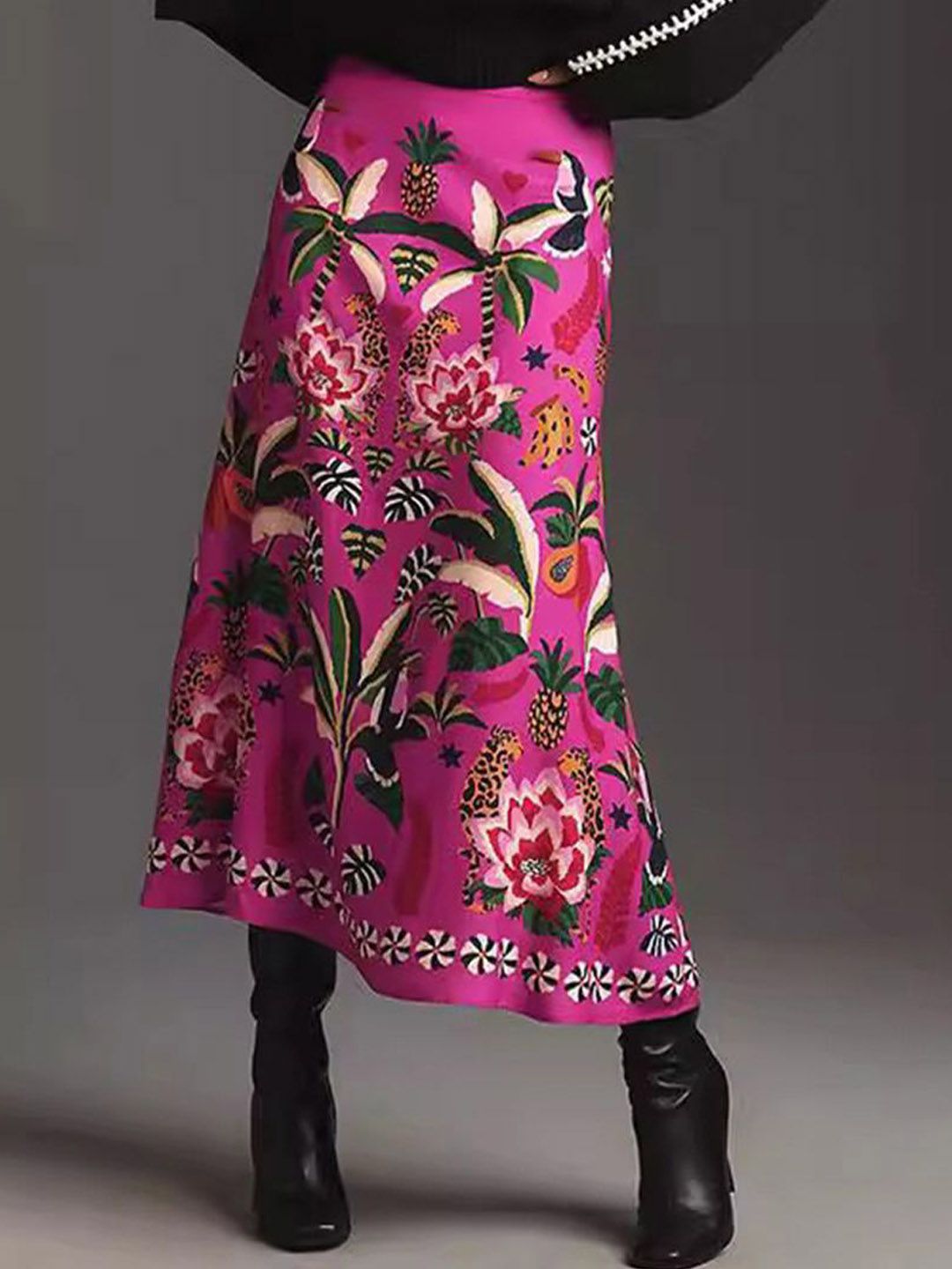 Routes by All About You Floral Tropical A-Line Midi Skirt-picture-38