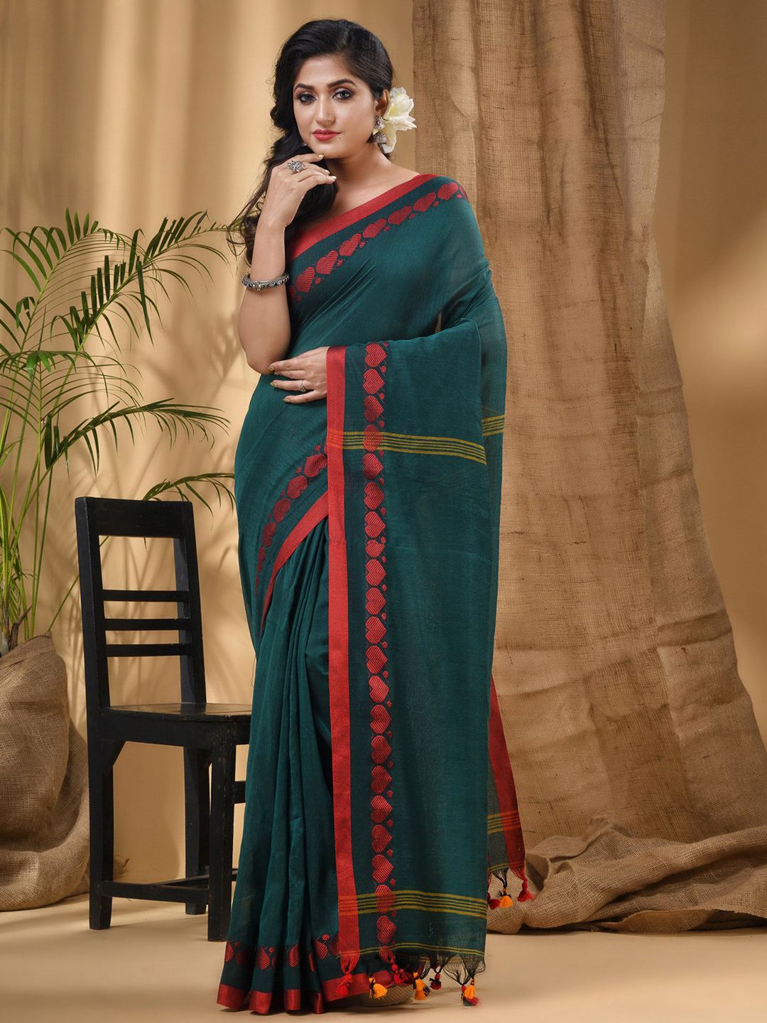 DESH BIDESH Woven Design Pure Cotton Taant Saree-picture-30