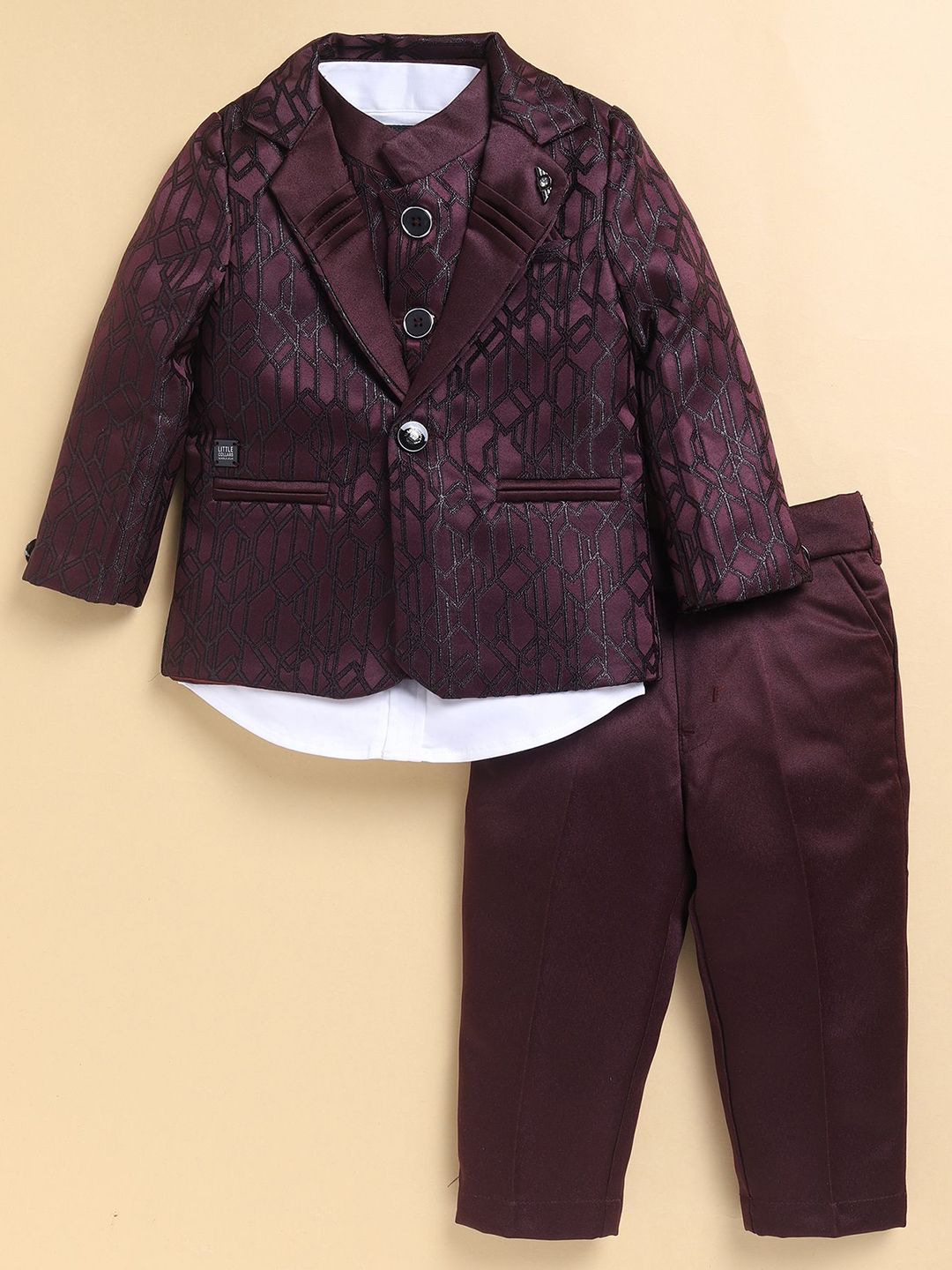 LITTLE COLLARS Boys 4-Piece Single-Breasted Suits-picture-36