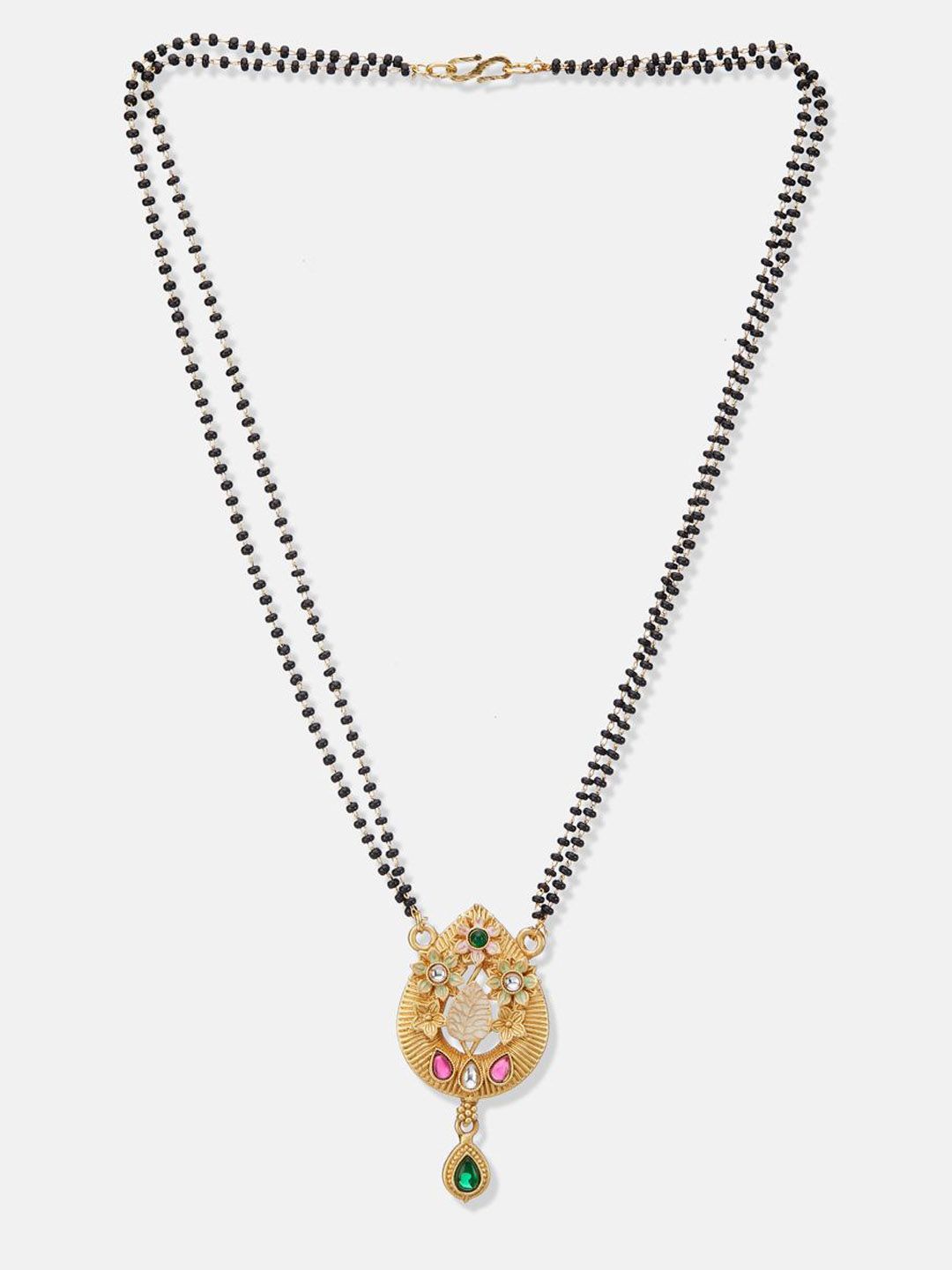 ATIBELLE Set of 2 Gold & Silver-Plated Cubic Zirconia Stone Studded & Beaded Mangalsutras