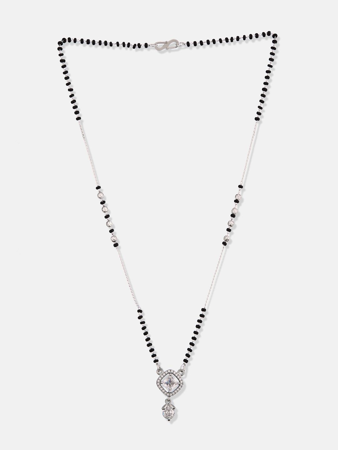 ATIBELLE Set Of 2 Silver-Plated Cubic Zirconia Studded Mangalsutras