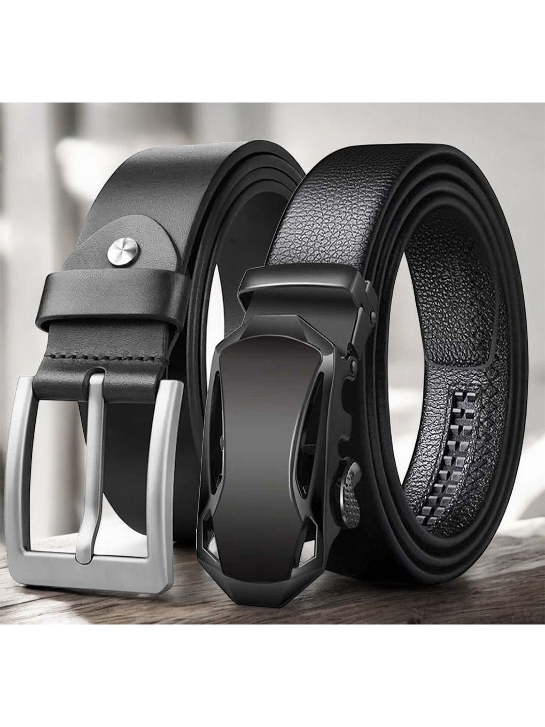 The Roadster Lifestyle Co Set Of 2 Geninue Leather Textured Formal Belts-picture-15