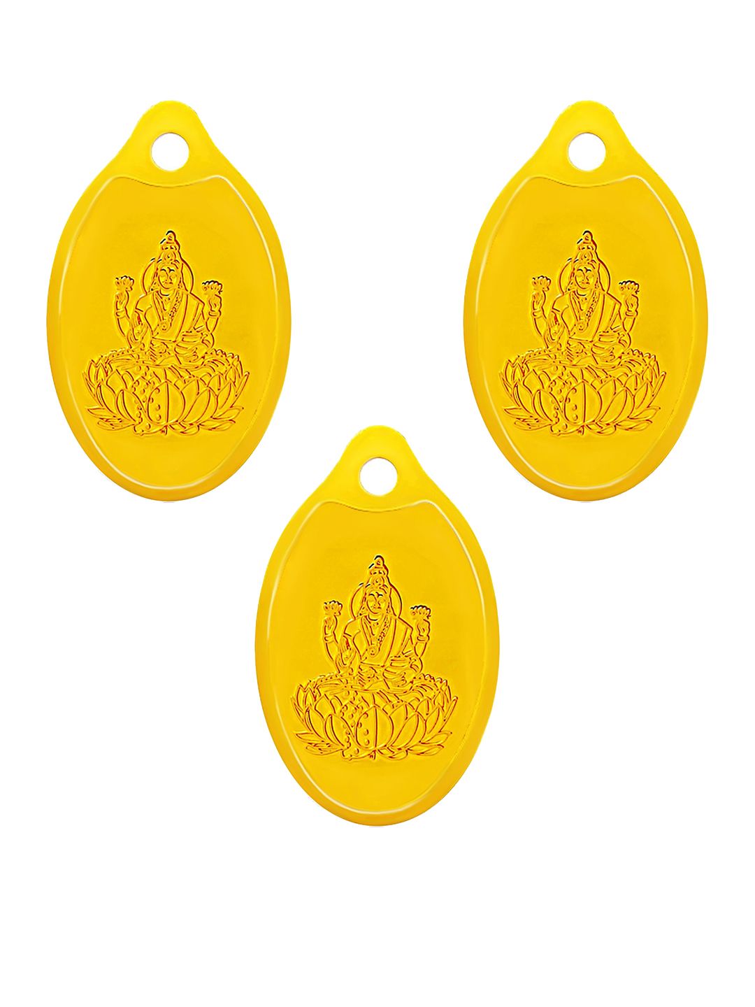 Swarnavarsham Muthoot Pappachan 3Pcs 24K 999 Gold Oval Lakshmi Pendant 5gm each-picture-11