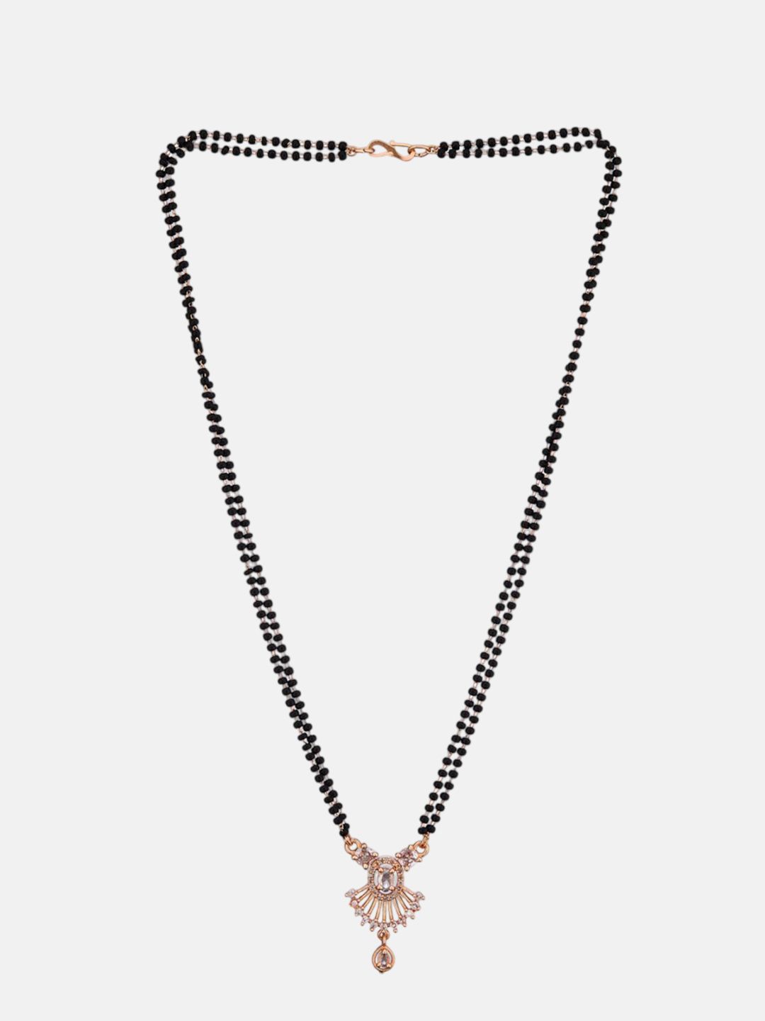 ATIBELLE Set of 2 Rose Gold & Gold-Plated Cubic Zirconia Studded & Beaded Mangalsutras