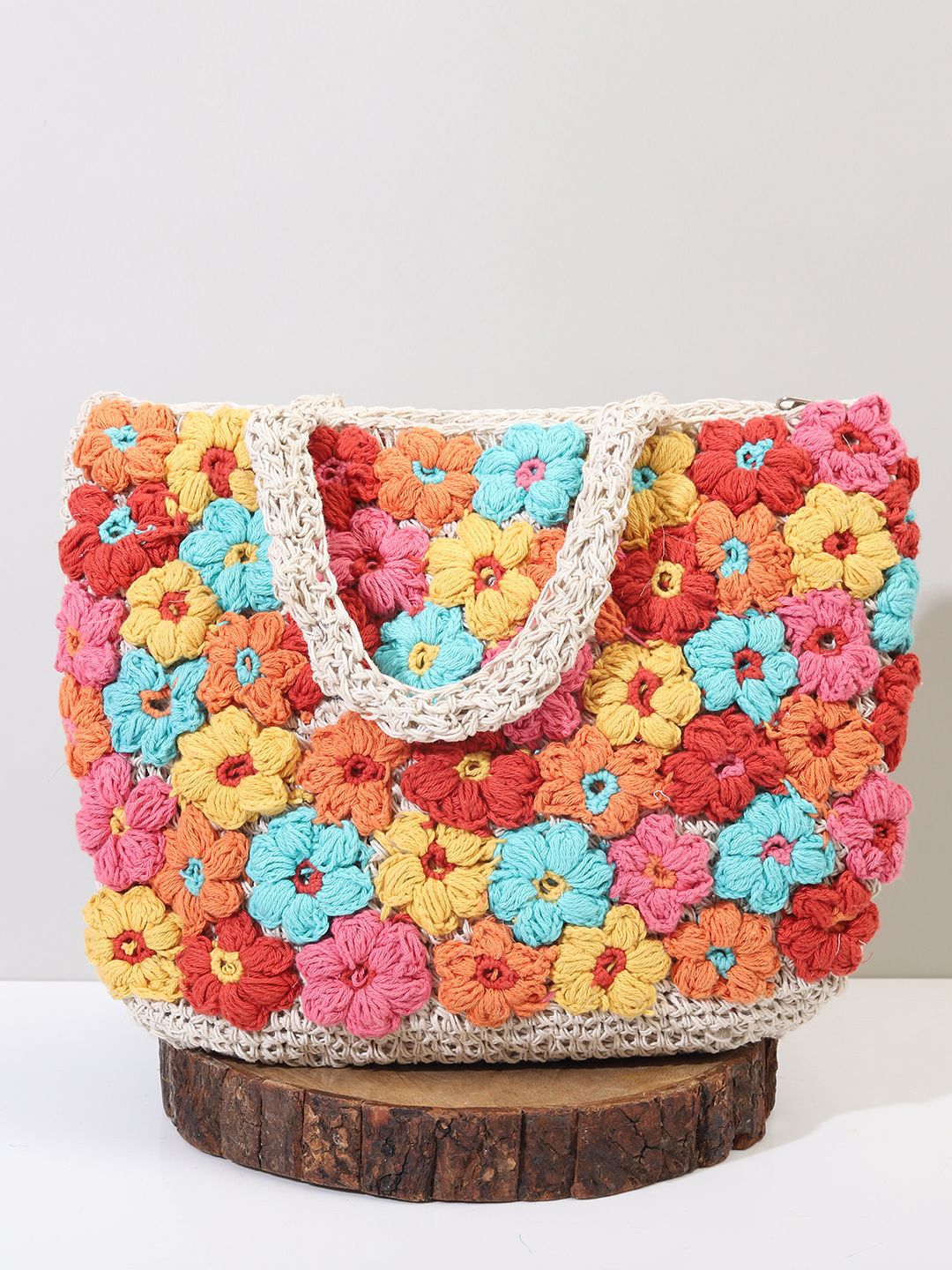 ITIHASIKALA Floral Embellished Shopper Handheld Bag with Applique-picture-41