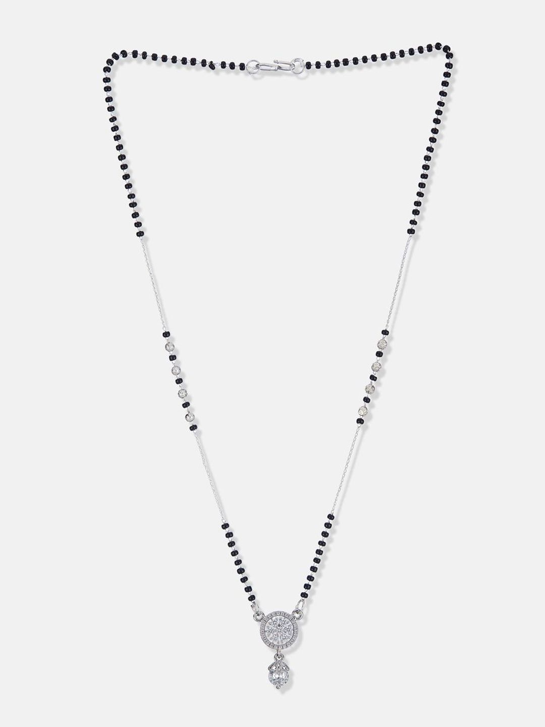 ATIBELLE Set of 2 Rose Gold & Silver-Plated Cubic Zirconia Studded & Beaded Mangalsutras