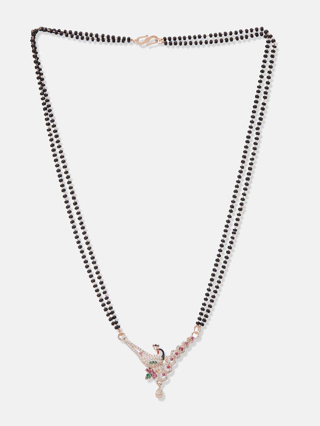 ATIBELLE Set Of 2 Rose Gold-Plated Cubic Zirconia Studded Mangalsutras