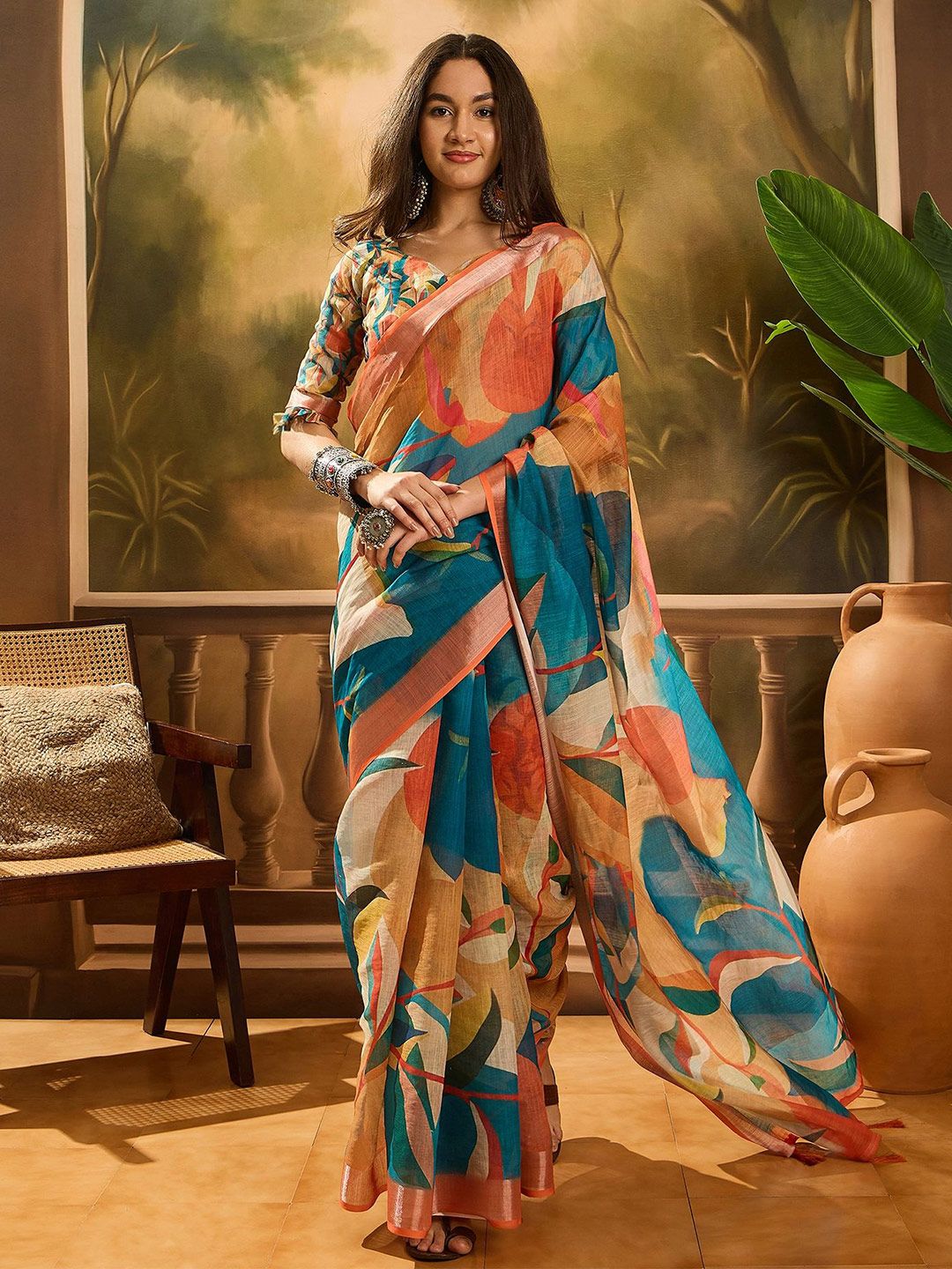 SAINOOR Abstract Printed Banarasi Saree-picture-12