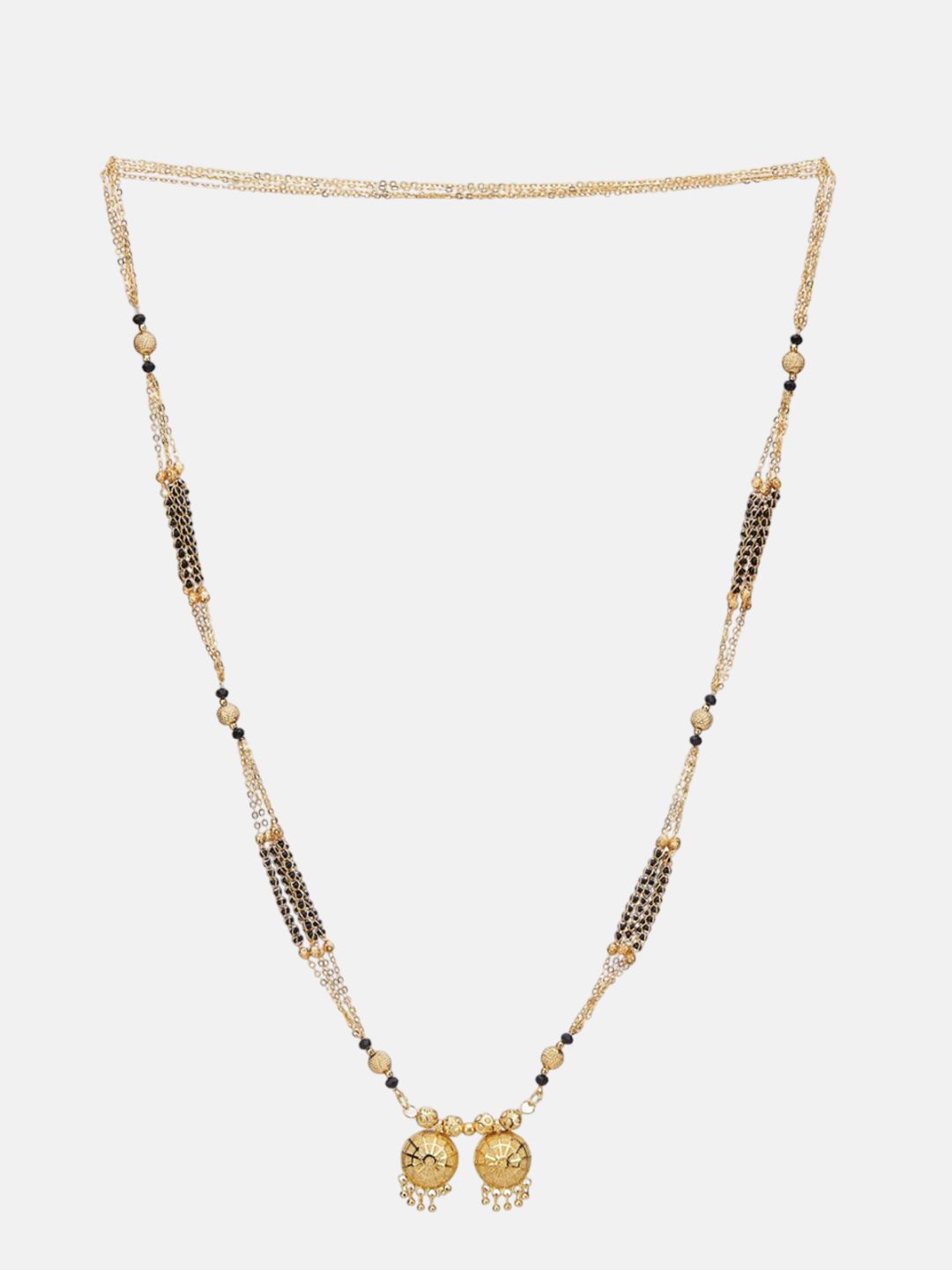 ATIBELLE Set of 2 Rose Gold & Gold-Plated Cubic Zirconia Studded & Beaded Mangalsutras