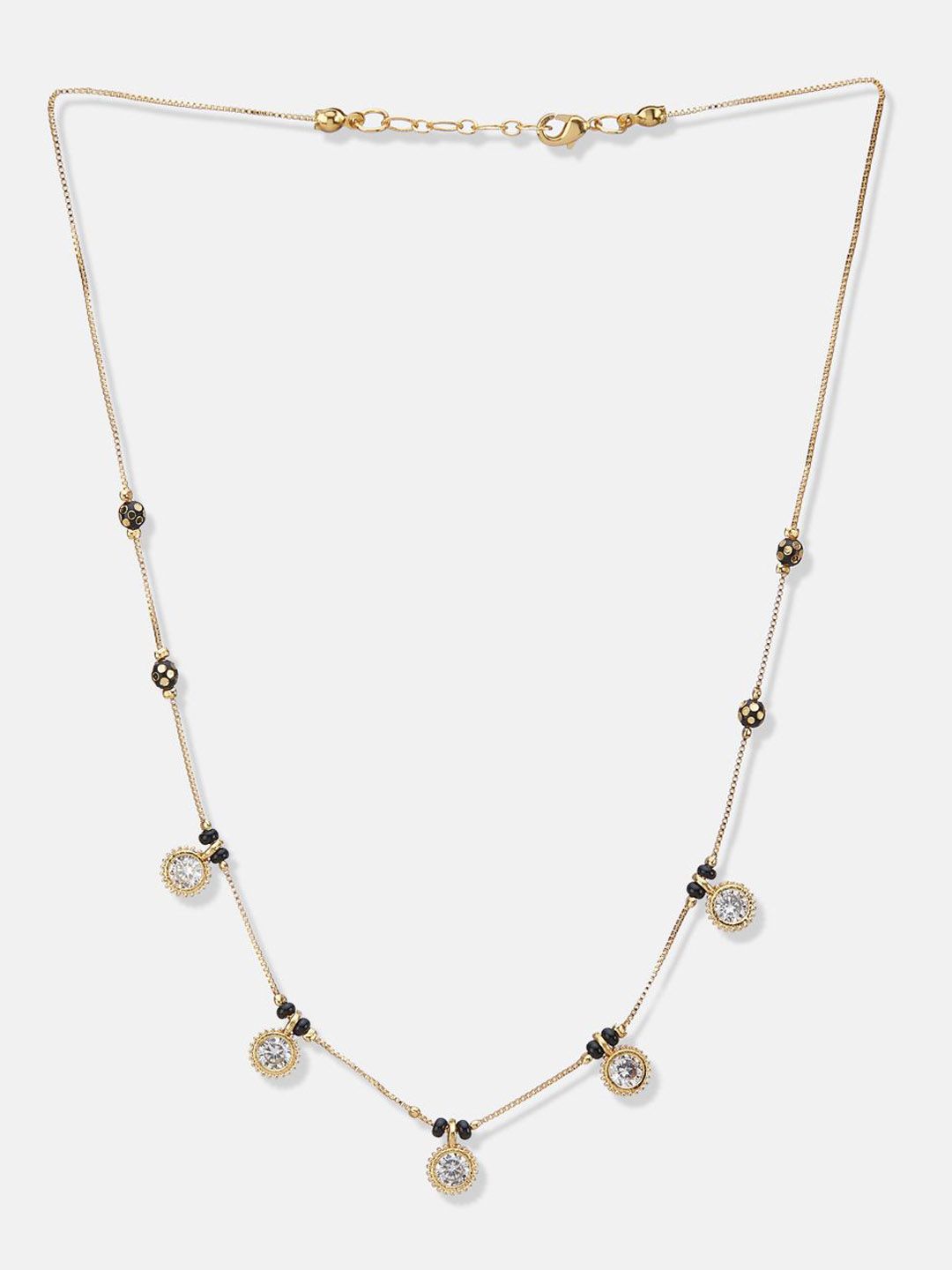 ATIBELLE Set Of 2 Rose Gold-Plated Cubic Zirconia Studded Mangalsutras