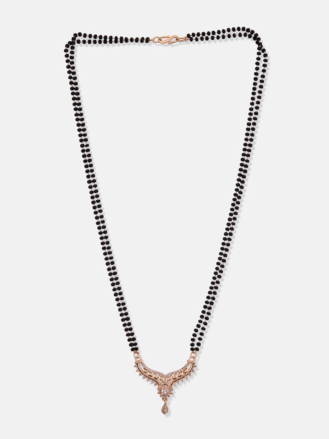 ATIBELLE Set Of 2 Rose Gold-Plated Cubic Zirconia Studded Mangalsutras