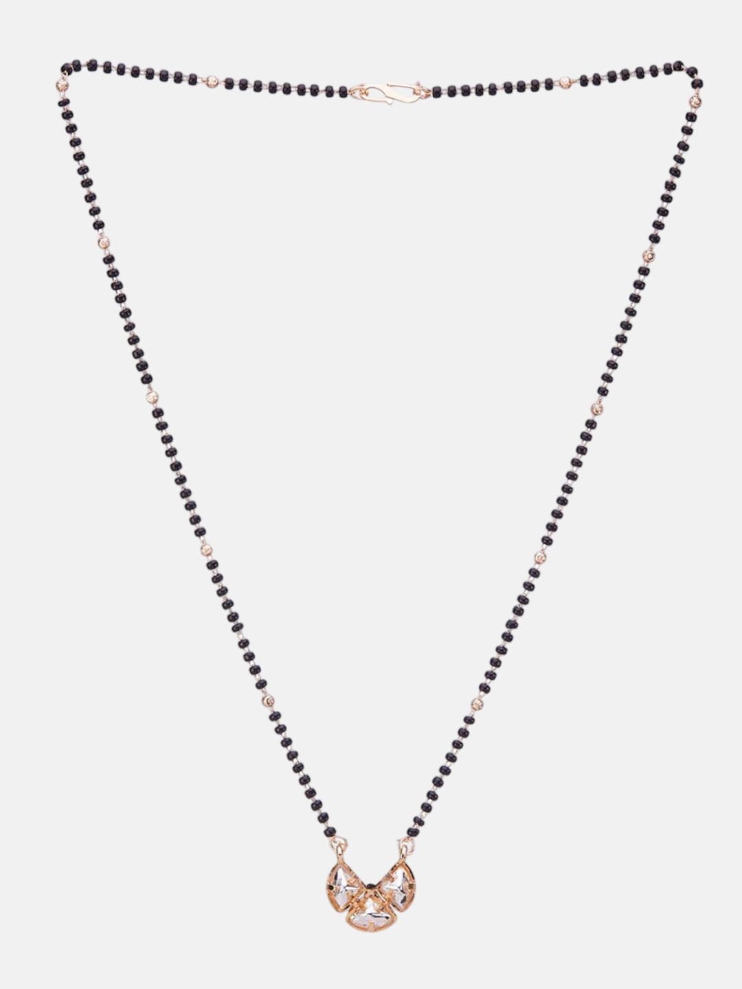 ATIBELLE Set of 2 Rose Gold & Gold-Plated Cubic Zirconia Studded & Beaded Mangalsutras