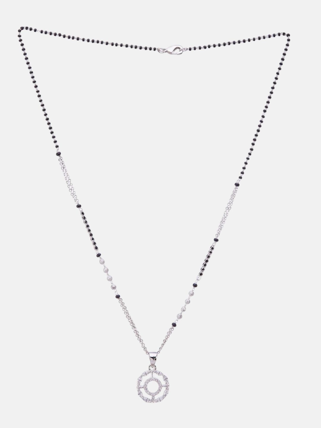 ATIBELLE Set of 2 Rose Gold & Silver-Plated Cubic Zirconia Studded & Beaded Mangalsutras
