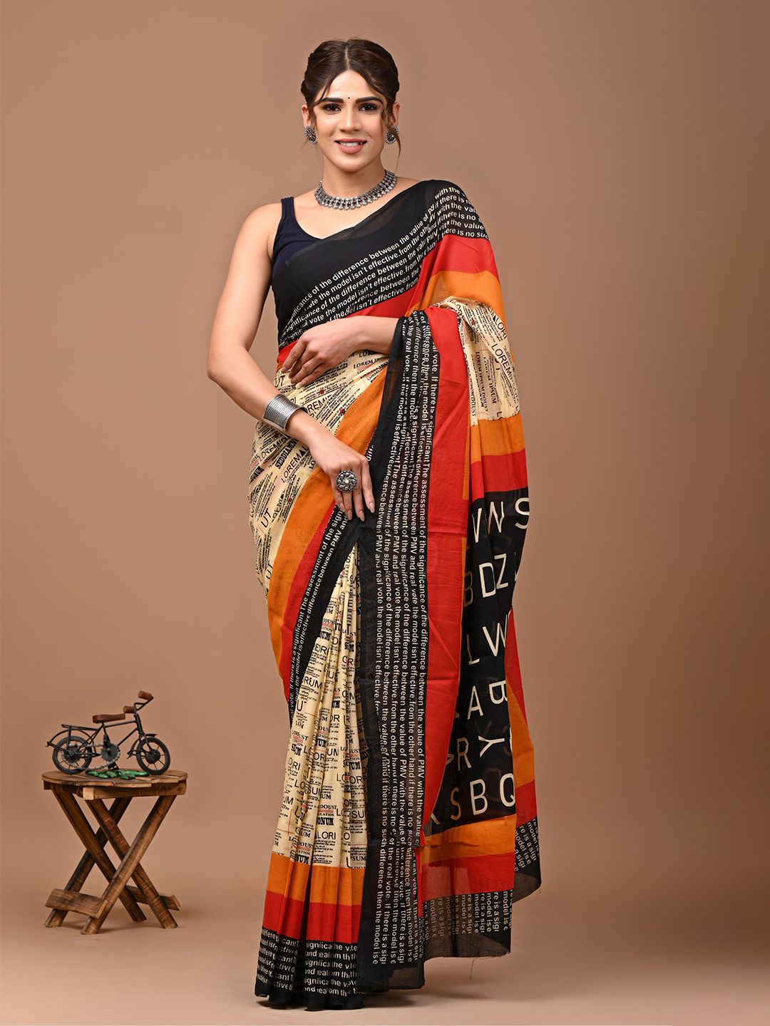 Crafts Moda Pure Cotton Block Print Saree-picture-54