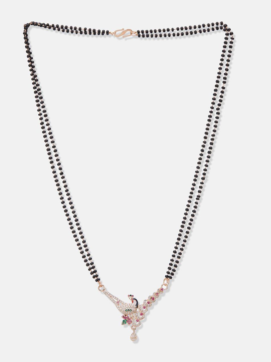ATIBELLE Set of 2 Rose Gold-Plated Cubic Zirconia Studded & Beaded Mangalsutras