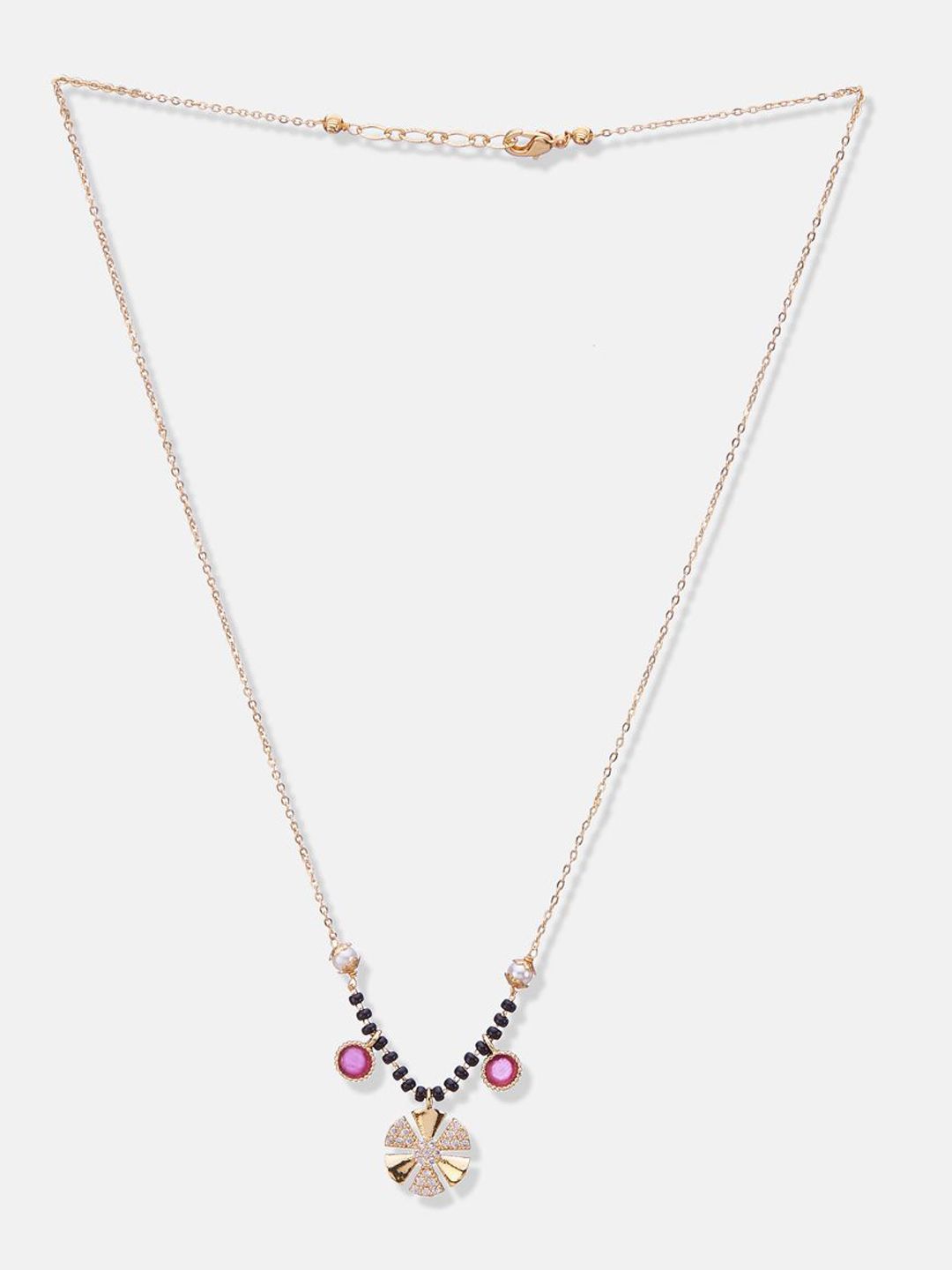 ATIBELLE Set of 2 Rose Gold & Gold-Plated Cubic Zirconia Studded & Beaded Mangalsutras
