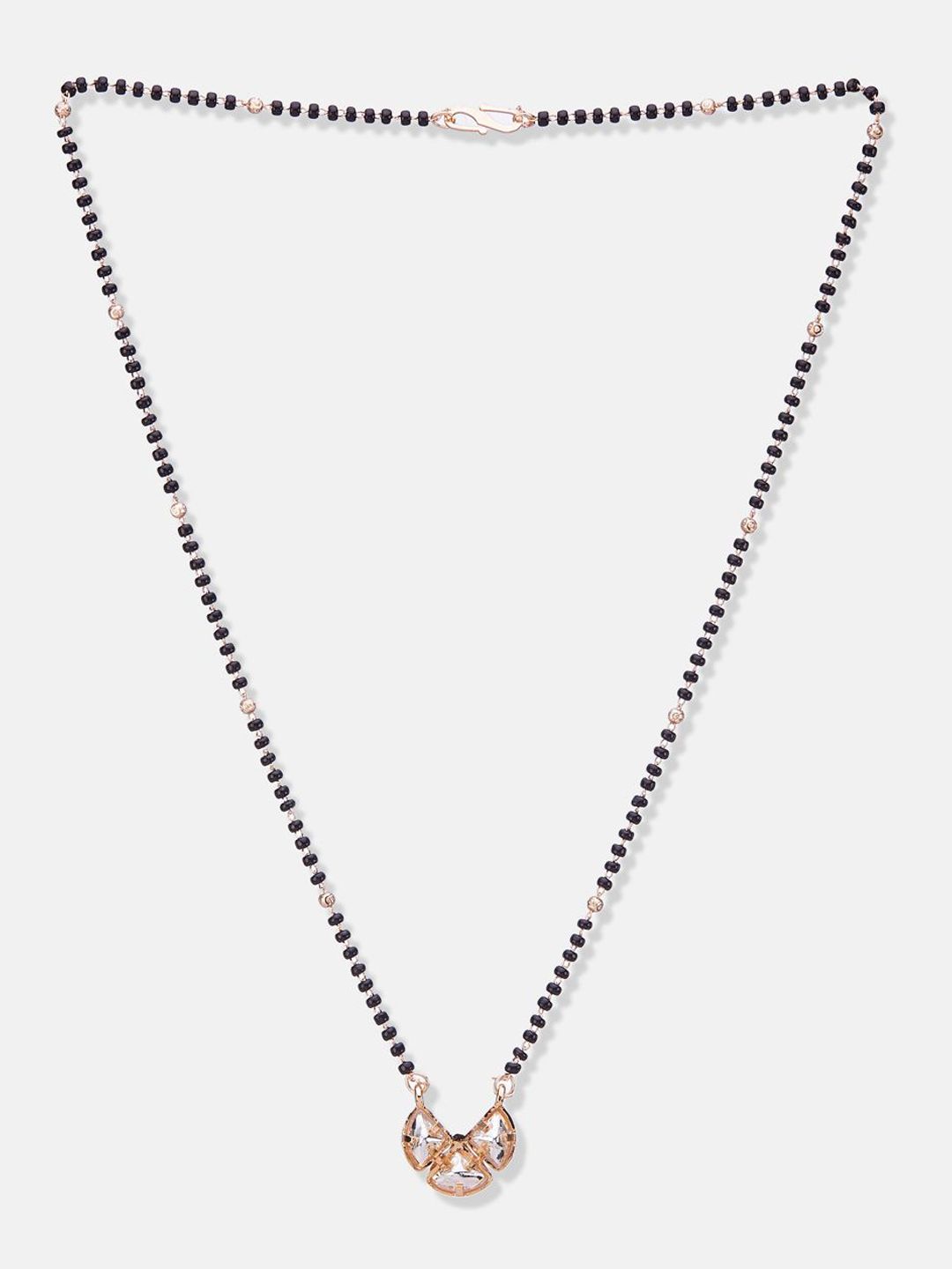 ATIBELLE Set Of 2 Rose Gold-Plated Cubic Zirconia Studded Mangalsutras