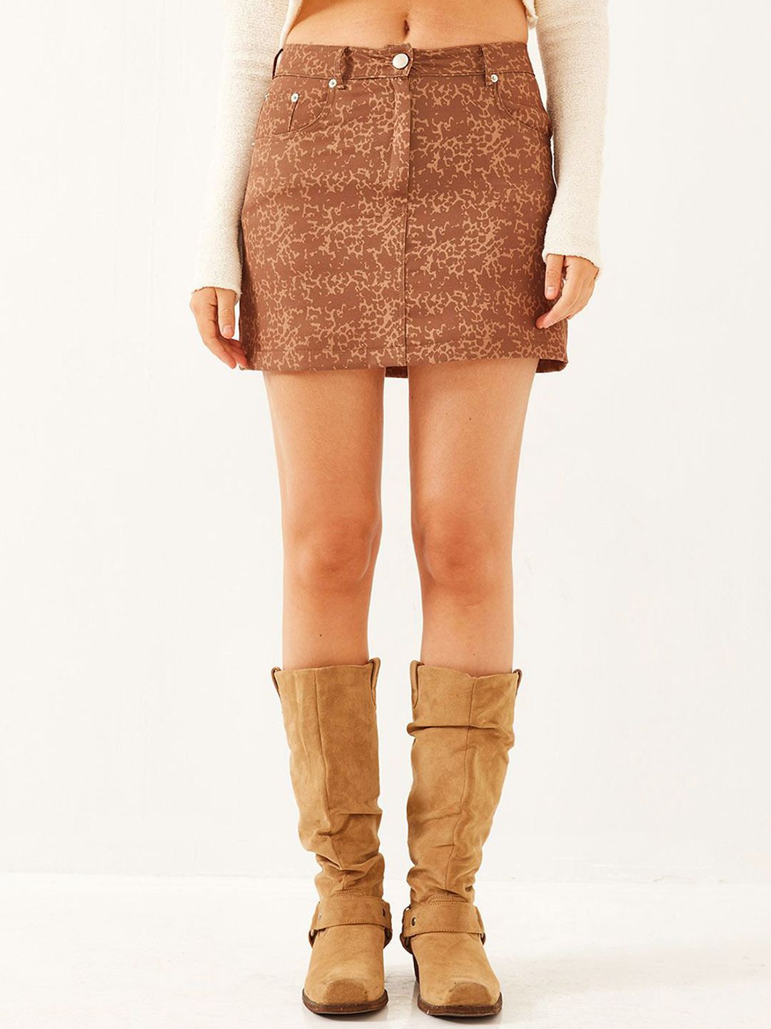 BIANCO LUCCI Printed Straight Mini Skirt-image-21