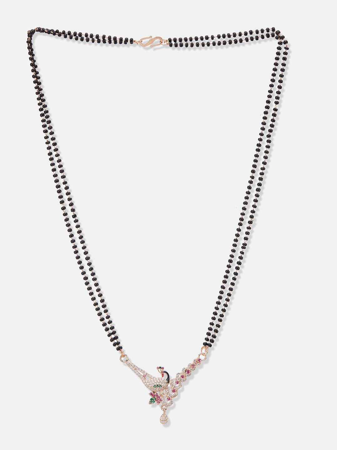 ATIBELLE Set Of 2 Rose Gold-Plated Cubic Zirconia Studded Mangalsutras