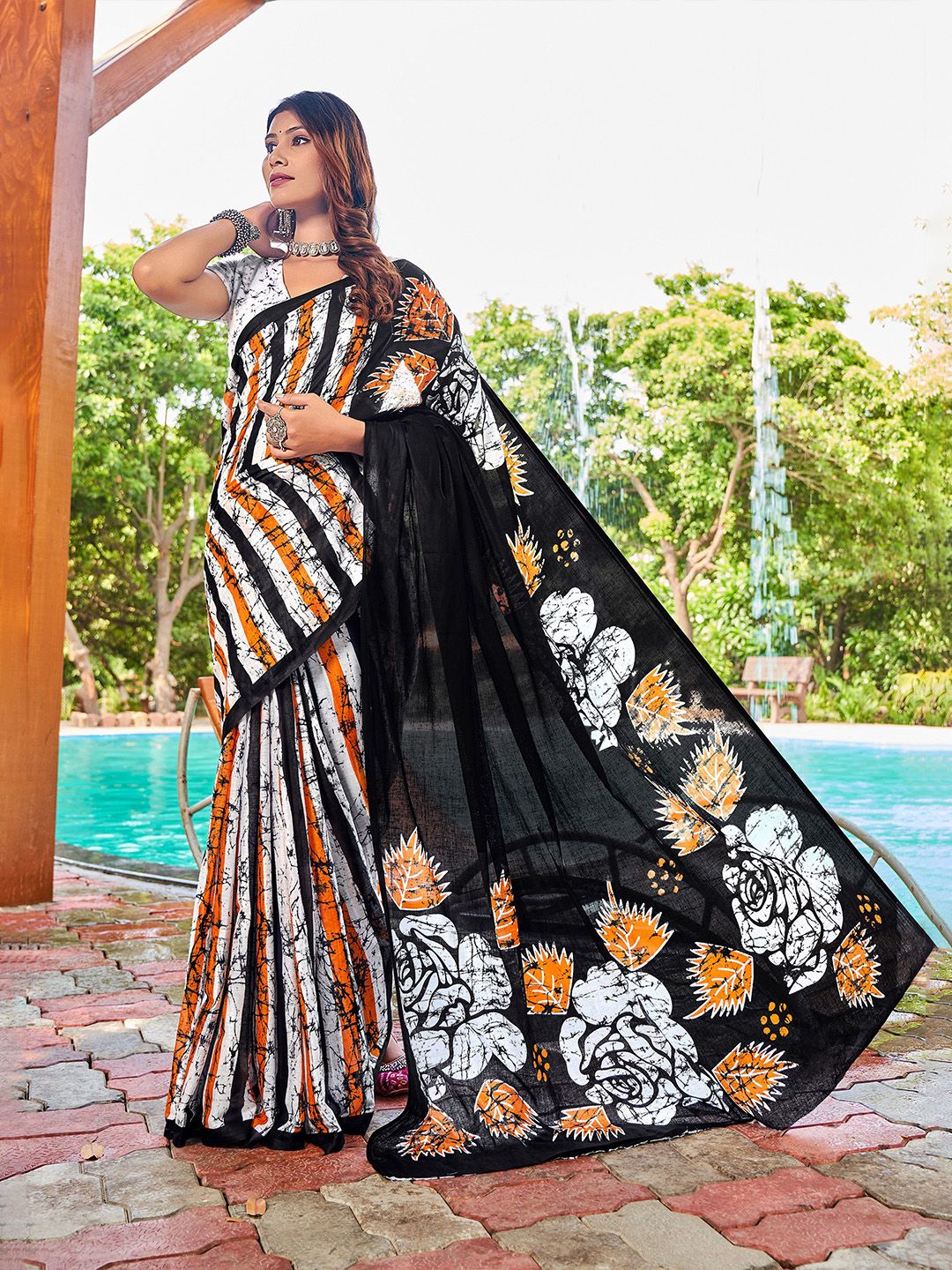 Munir Adults-Women Floral Pure Cotton Designer Bagru Regular Saree-picture-27