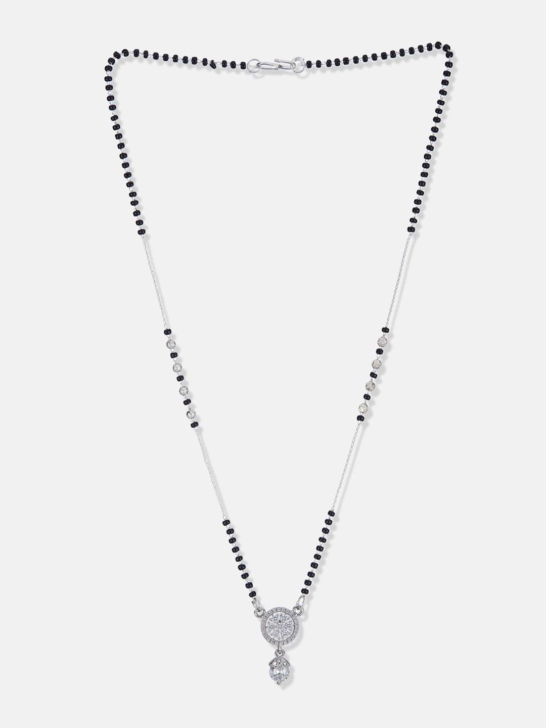 ATIBELLE Set of 2 Silver-Plated Cubic Zirconia Studded & Beaded Mangalsutras